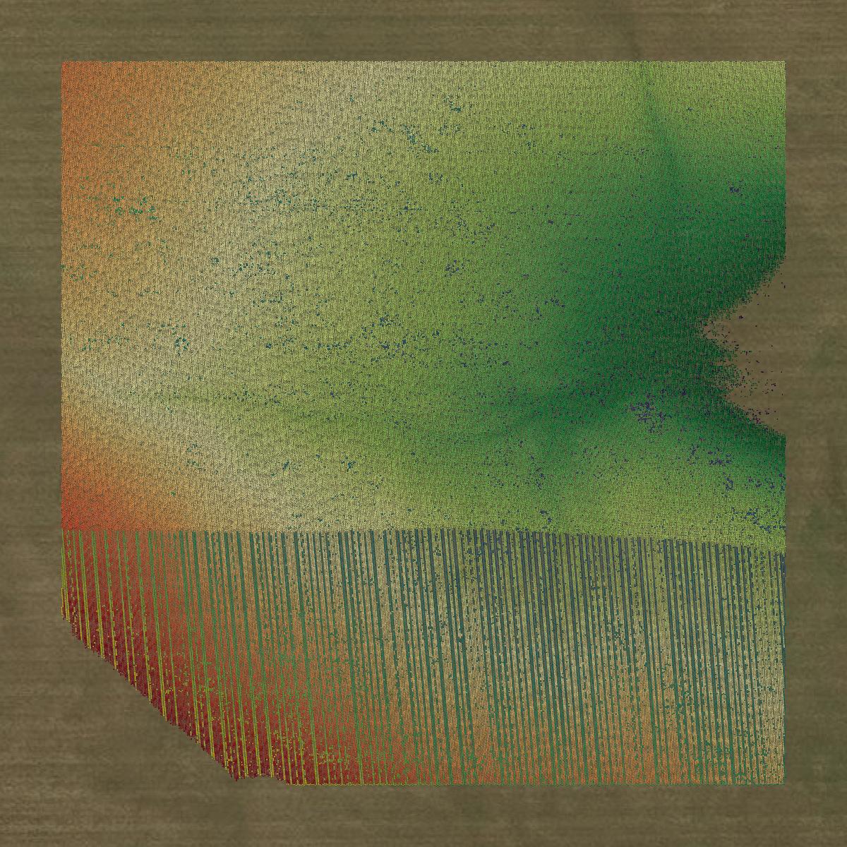 This image shows a LiDAR point cloud in Meade County created using GIS data in Equator.