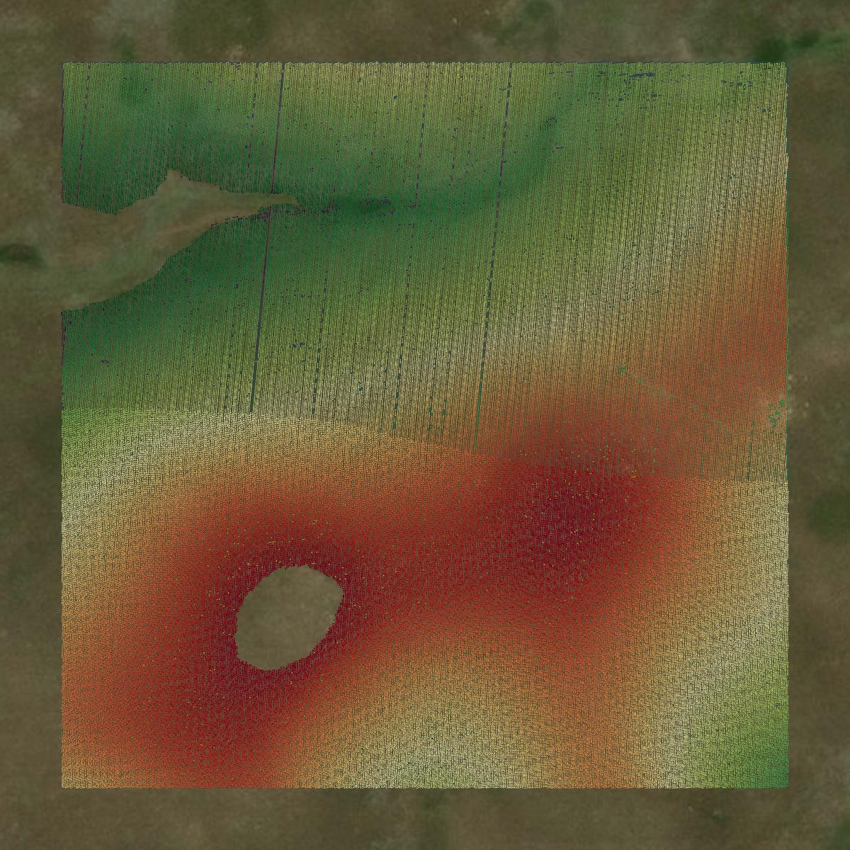 This image shows a LiDAR point cloud in Meade County created using GIS data in Equator.