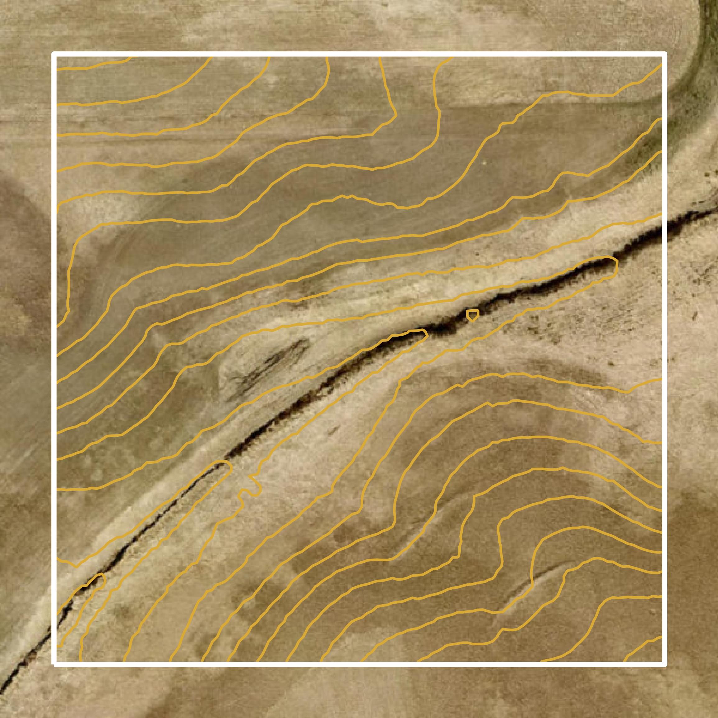 This image shows a contour map in Minnehaha County created using GIS data in Equator.