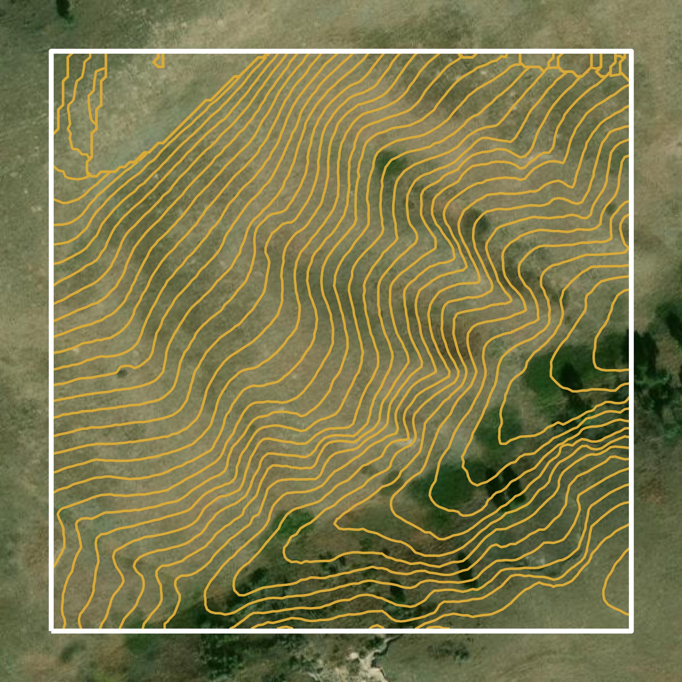 This image shows a contour map in Oglala Lakota County created using GIS data in Equator.