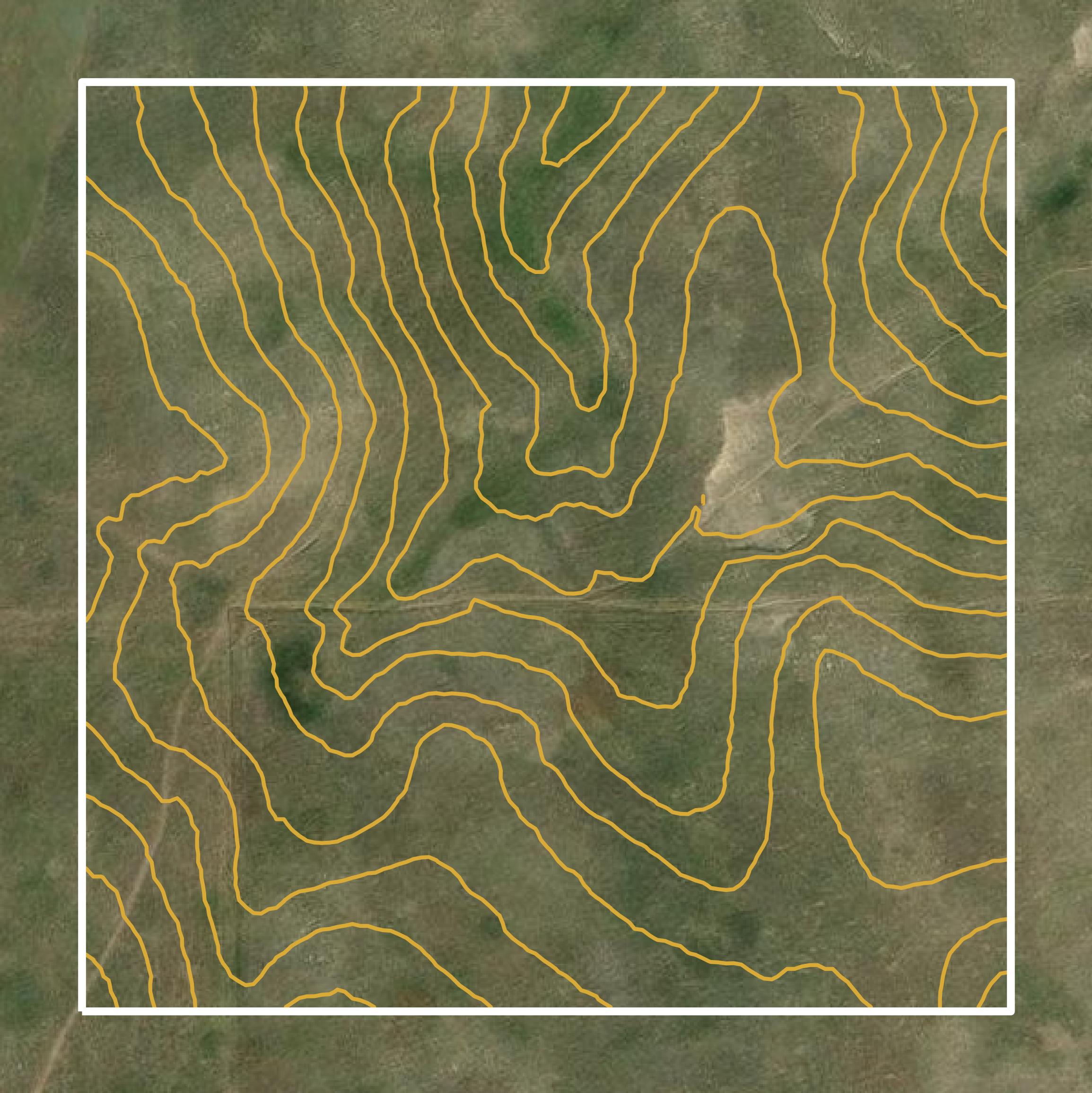 This image shows a contour map in Oglala Lakota County created using GIS data in Equator.