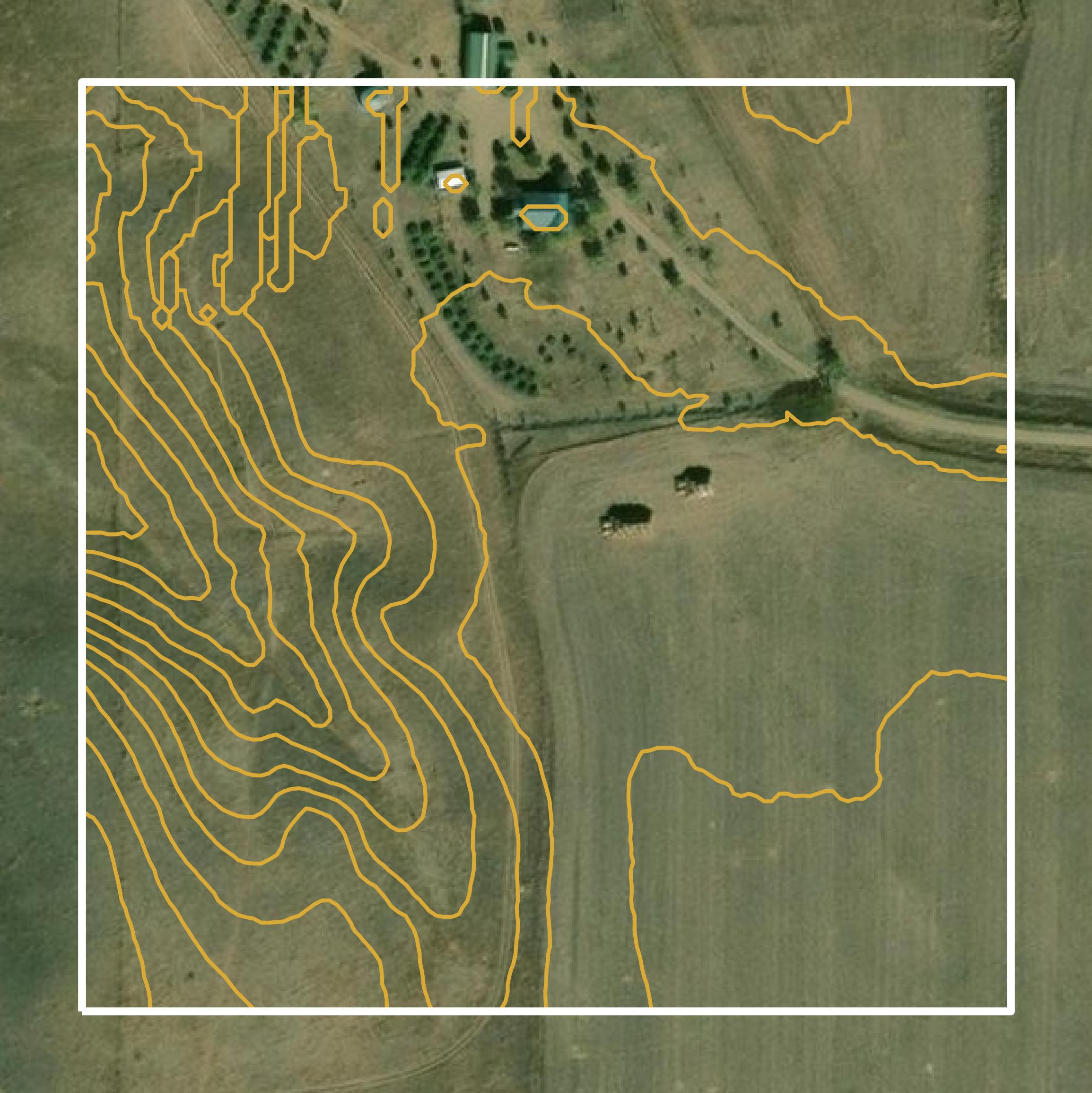 This image shows a contour map in Pennington County created using GIS data in Equator.