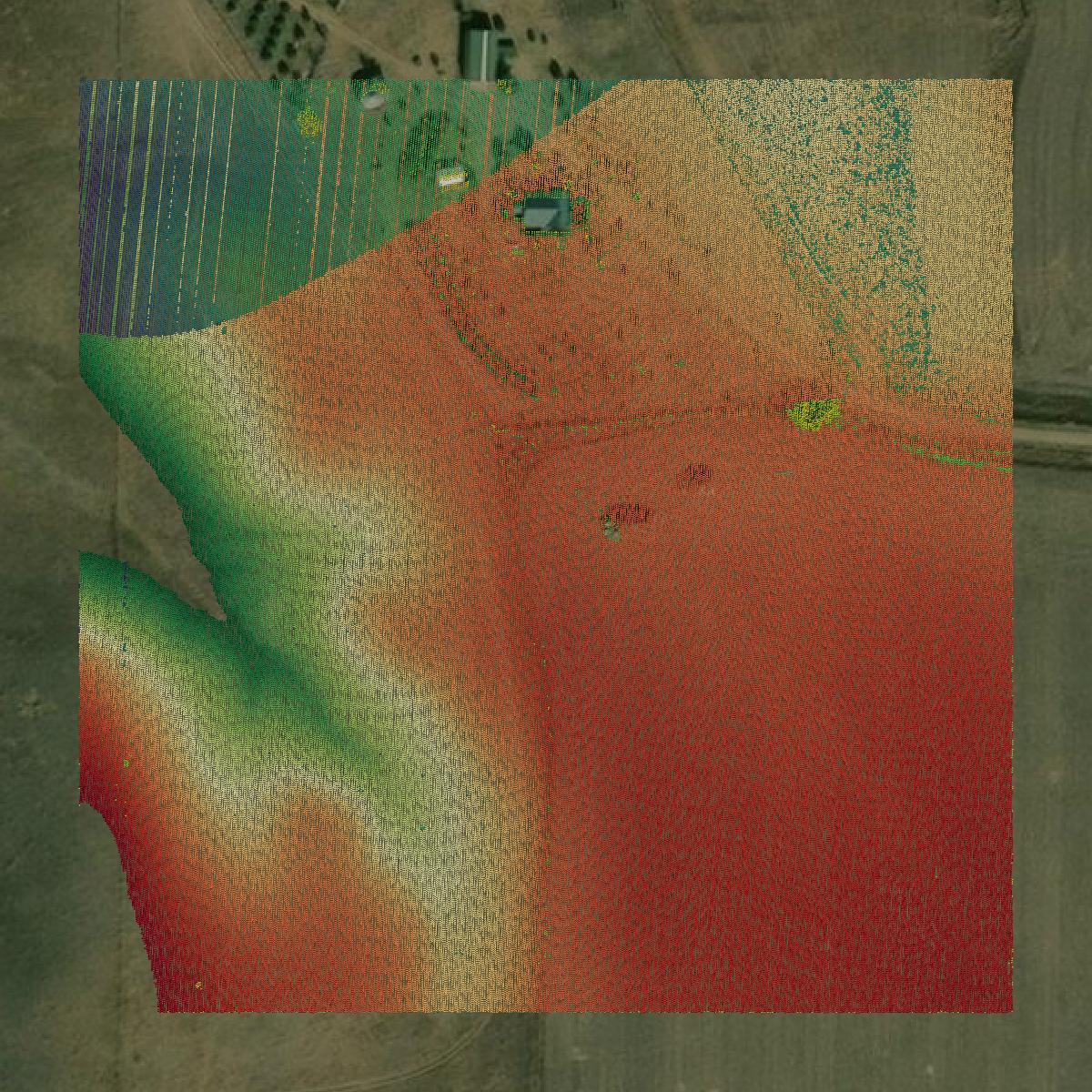 This image shows a LiDAR point cloud in Pennington County created using GIS data in Equator.