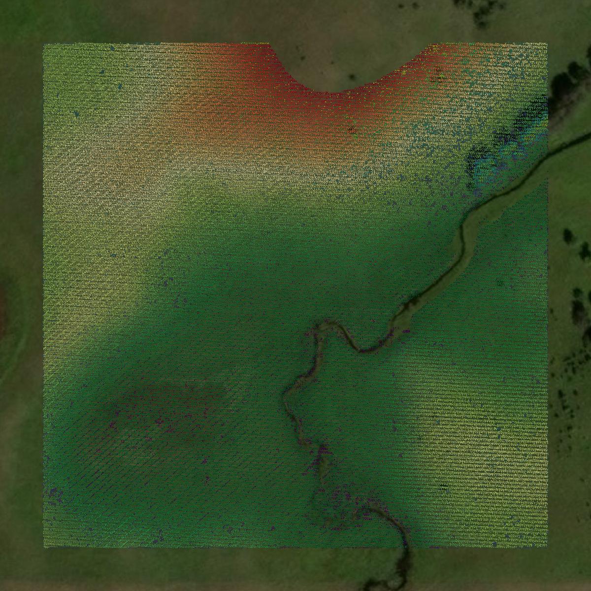 This image shows a LiDAR point cloud in Roberts County created using GIS data in Equator.