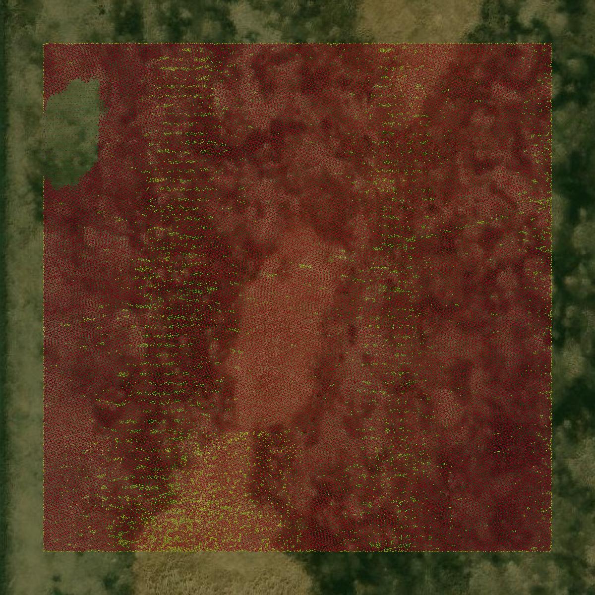 This image shows a LiDAR point cloud in Spink County created using GIS data in Equator.