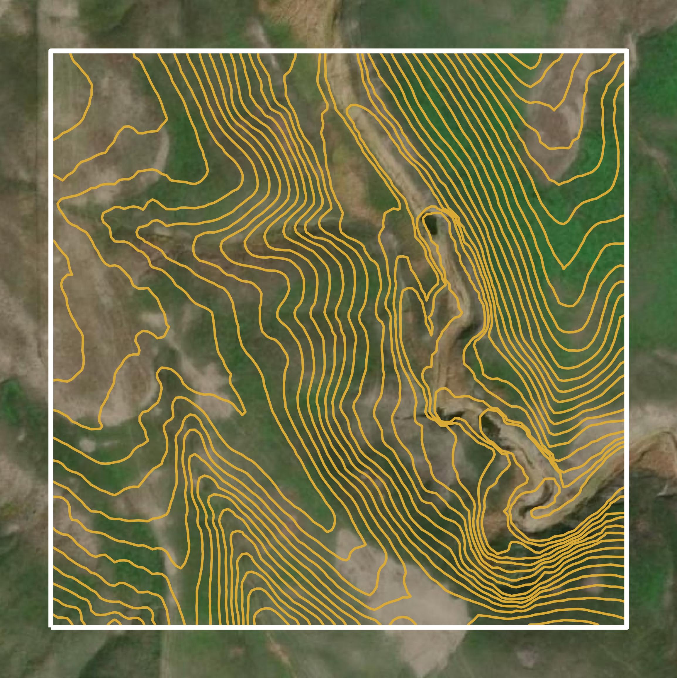 This image shows a contour map in Stanley County created using GIS data in Equator.