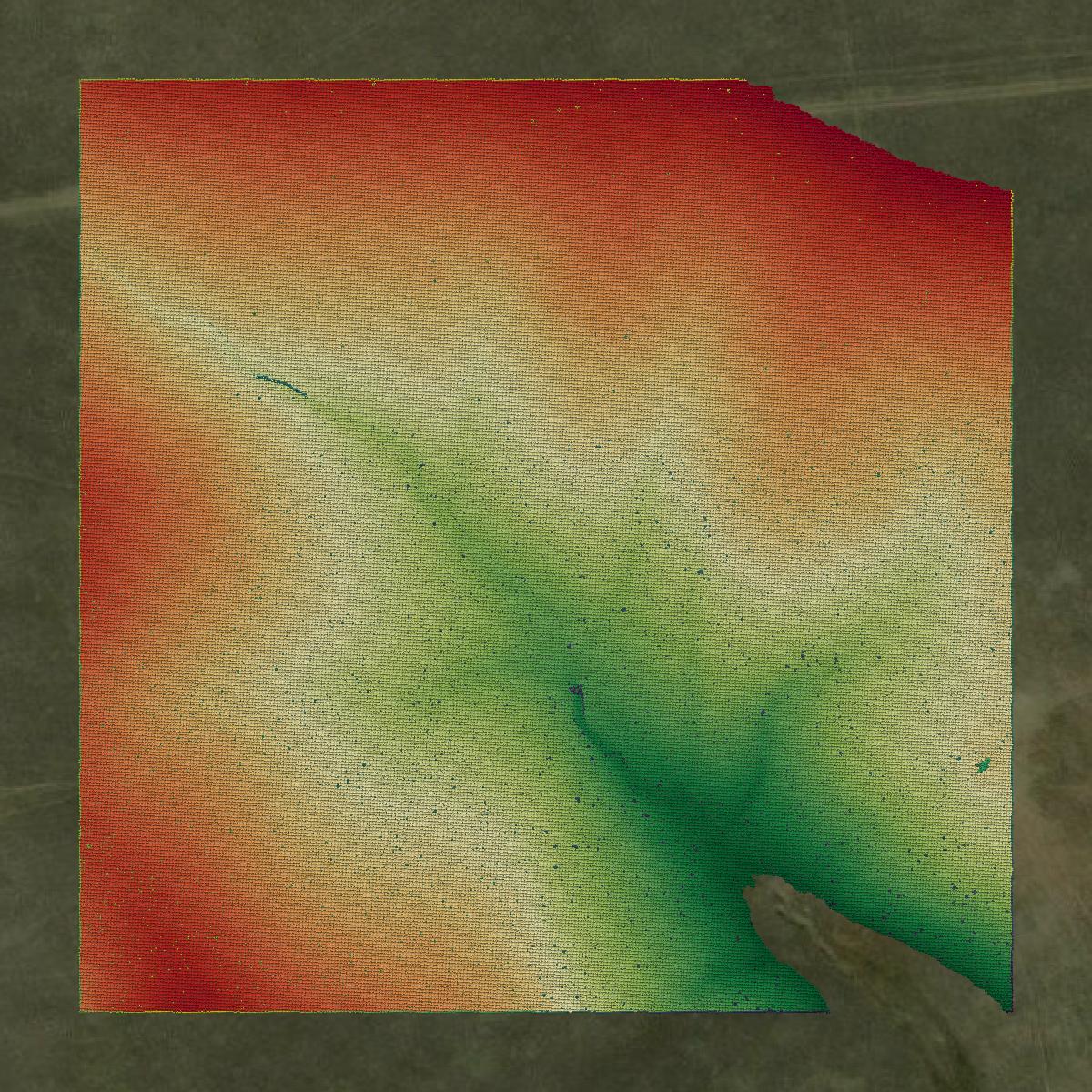 This image shows a LiDAR point cloud in Stanley County created using GIS data in Equator.
