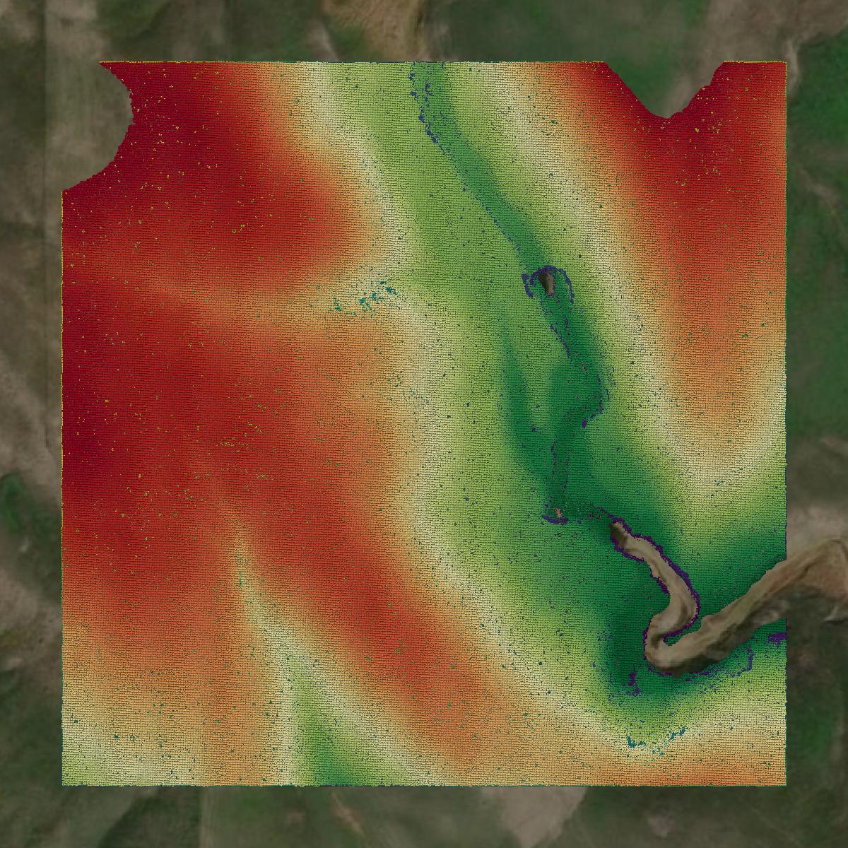 This image shows a LiDAR point cloud in Stanley County created using GIS data in Equator.