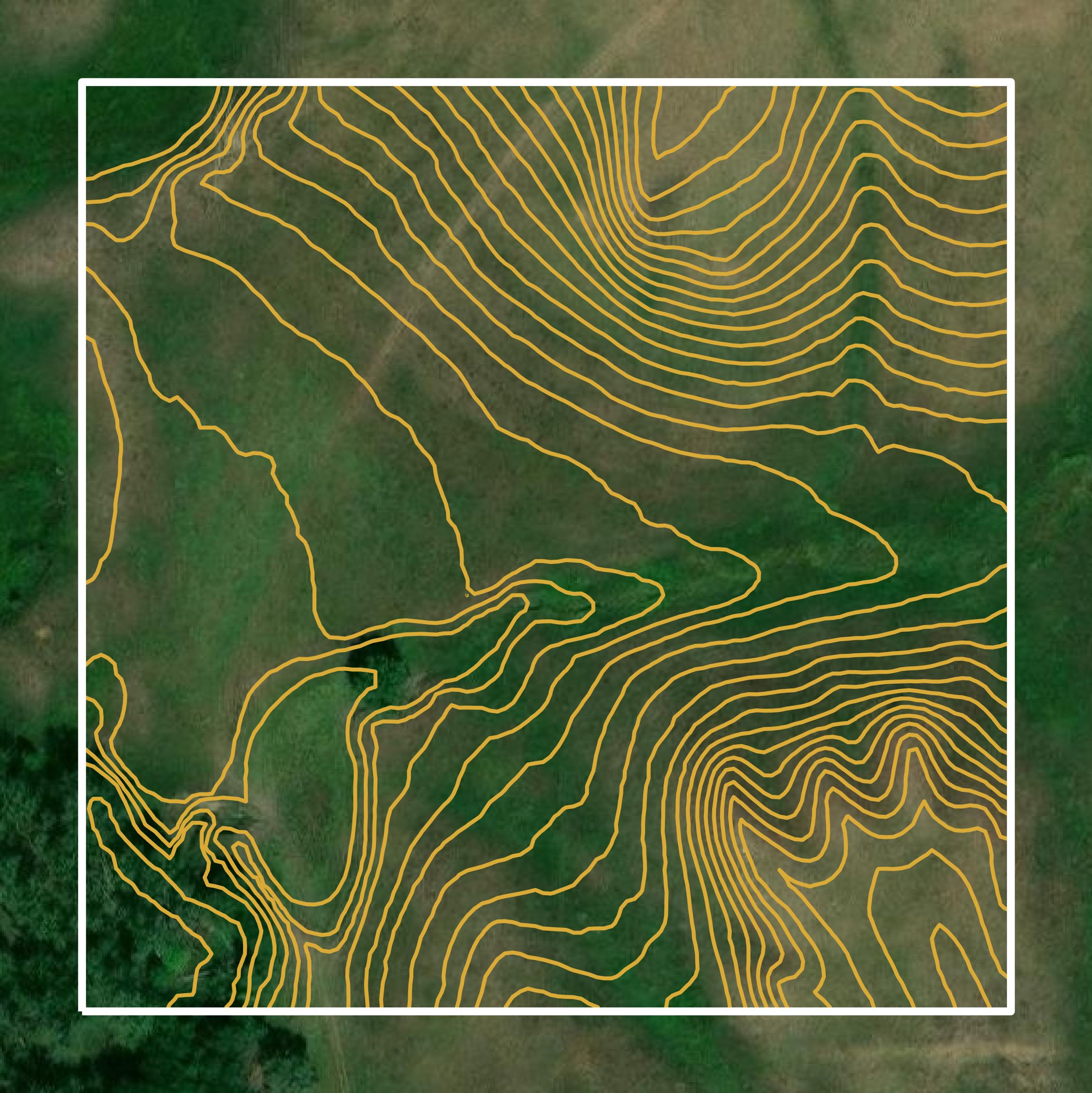 This image shows a contour map in Tripp County created using GIS data in Equator.