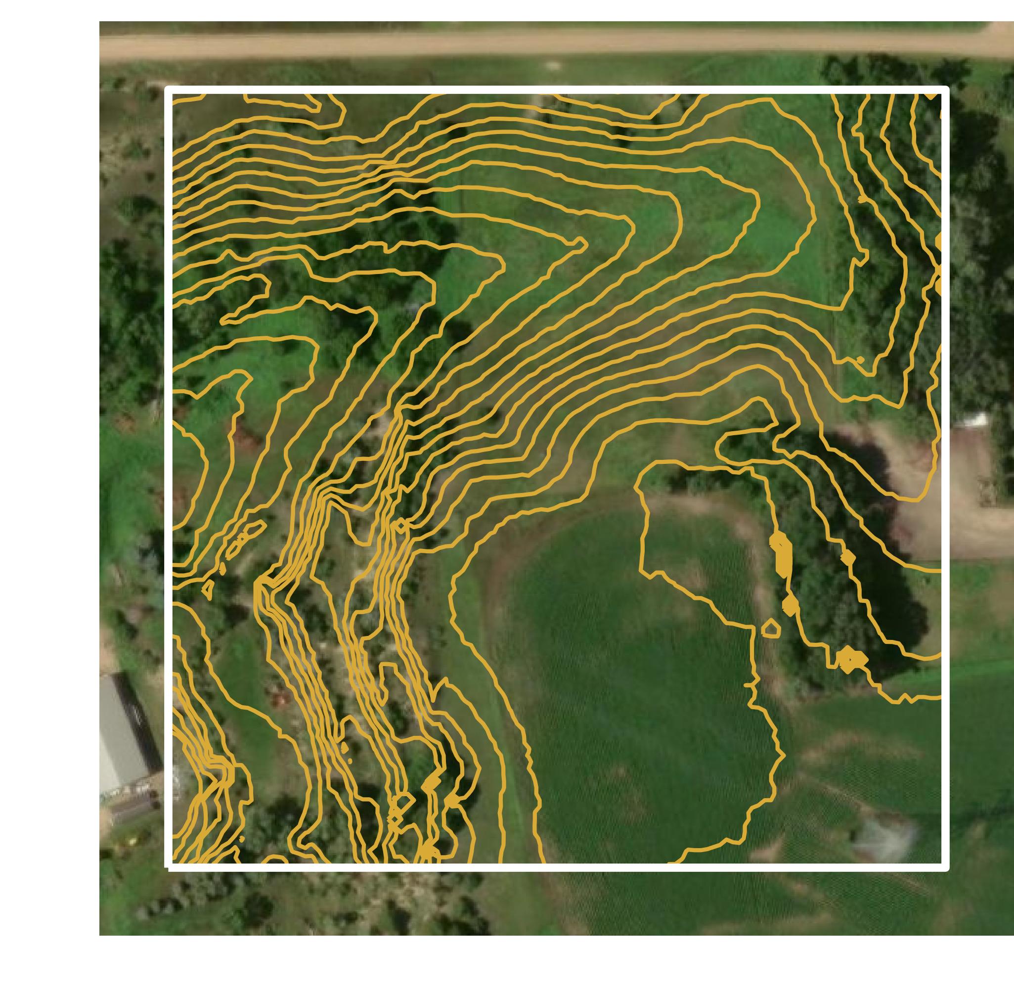 This image shows a contour map in Tripp County created using GIS data in Equator.