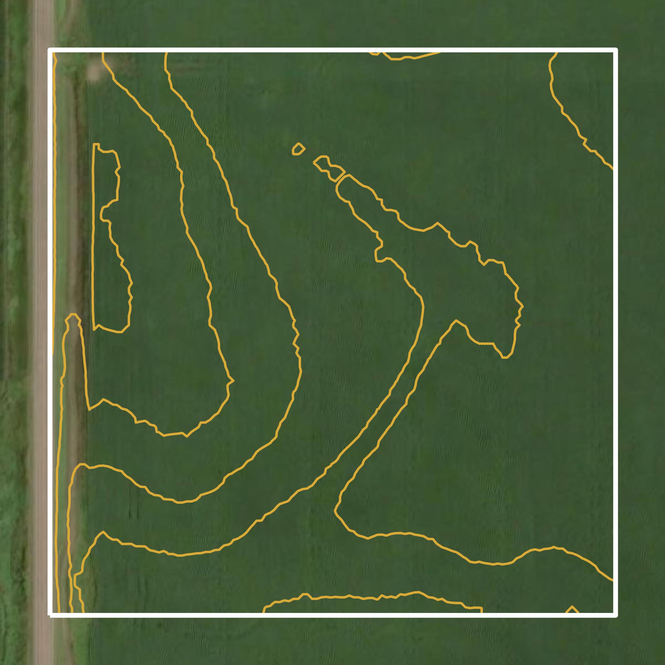 This image shows a contour map in Turner County created using GIS data in Equator.