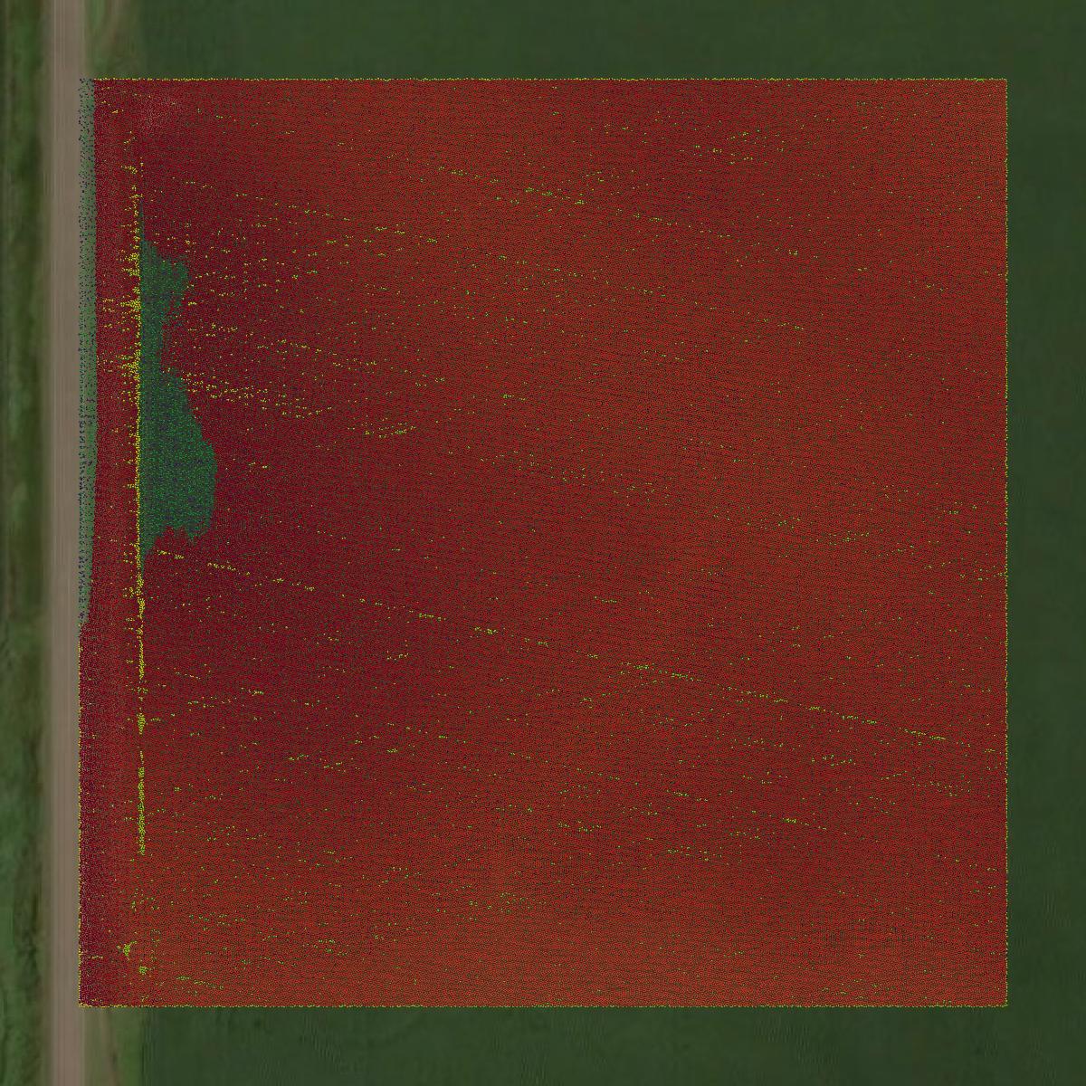 This image shows a LiDAR point cloud in Turner County created using GIS data in Equator.