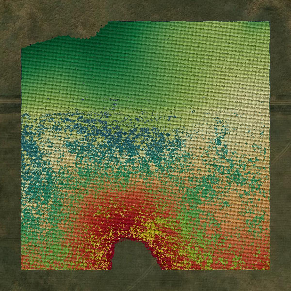 This image shows a LiDAR point cloud in Walworth County created using GIS data in Equator.