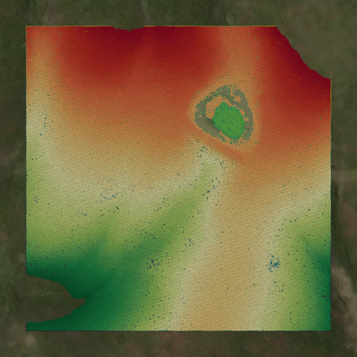 This image shows a LiDAR point cloud in Walworth County created using GIS data in Equator.