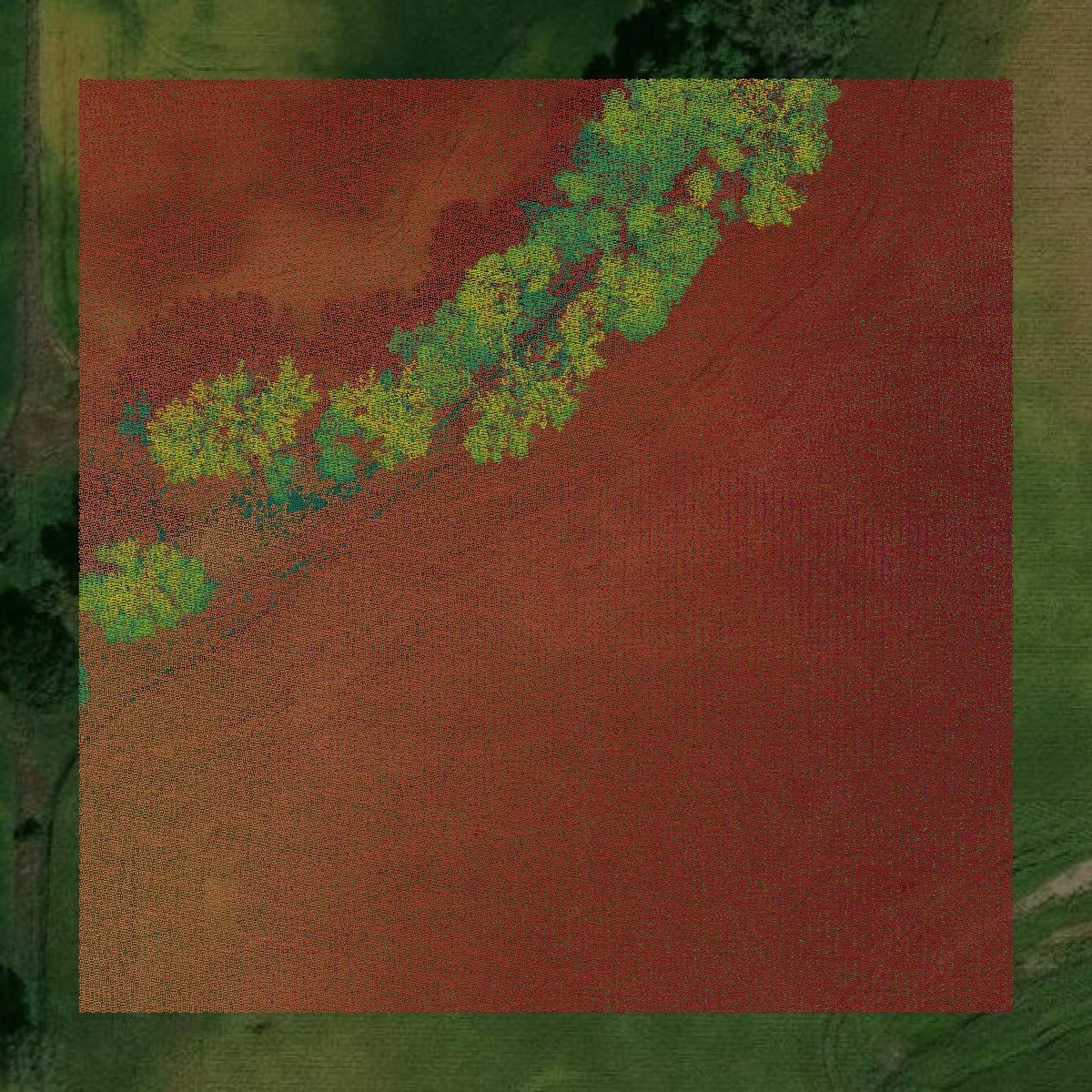 This image shows a LiDAR point cloud in Yankton County created using GIS data in Equator.