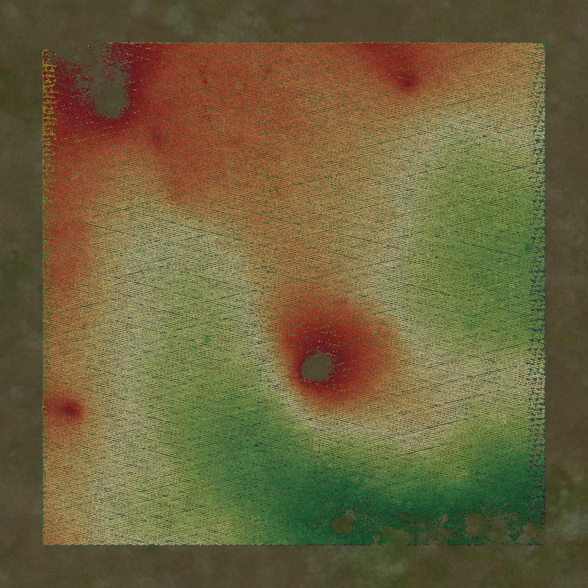 This image shows a LiDAR point cloud in Ziebach County created using GIS data in Equator.