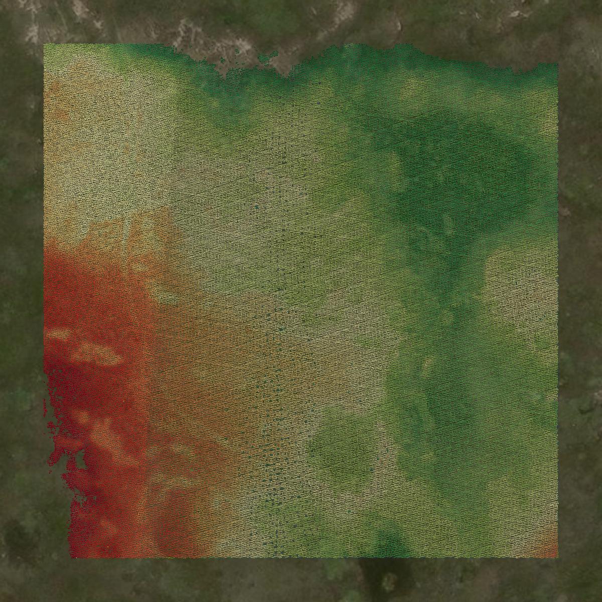 This image shows a LiDAR point cloud in Ziebach County created using GIS data in Equator.
