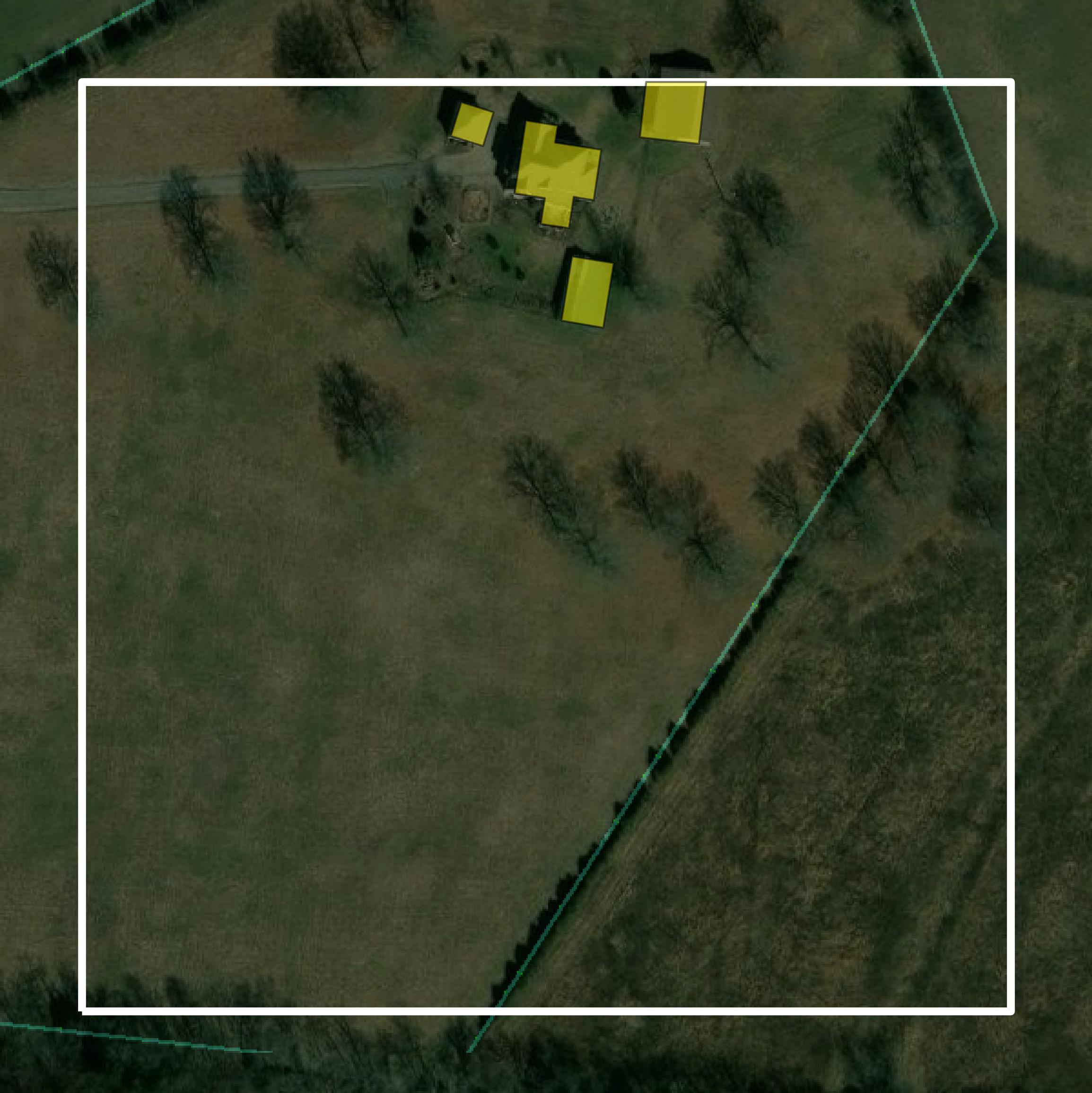 This image shows parcel and building data in Bedford County created using GIS data in Equator.