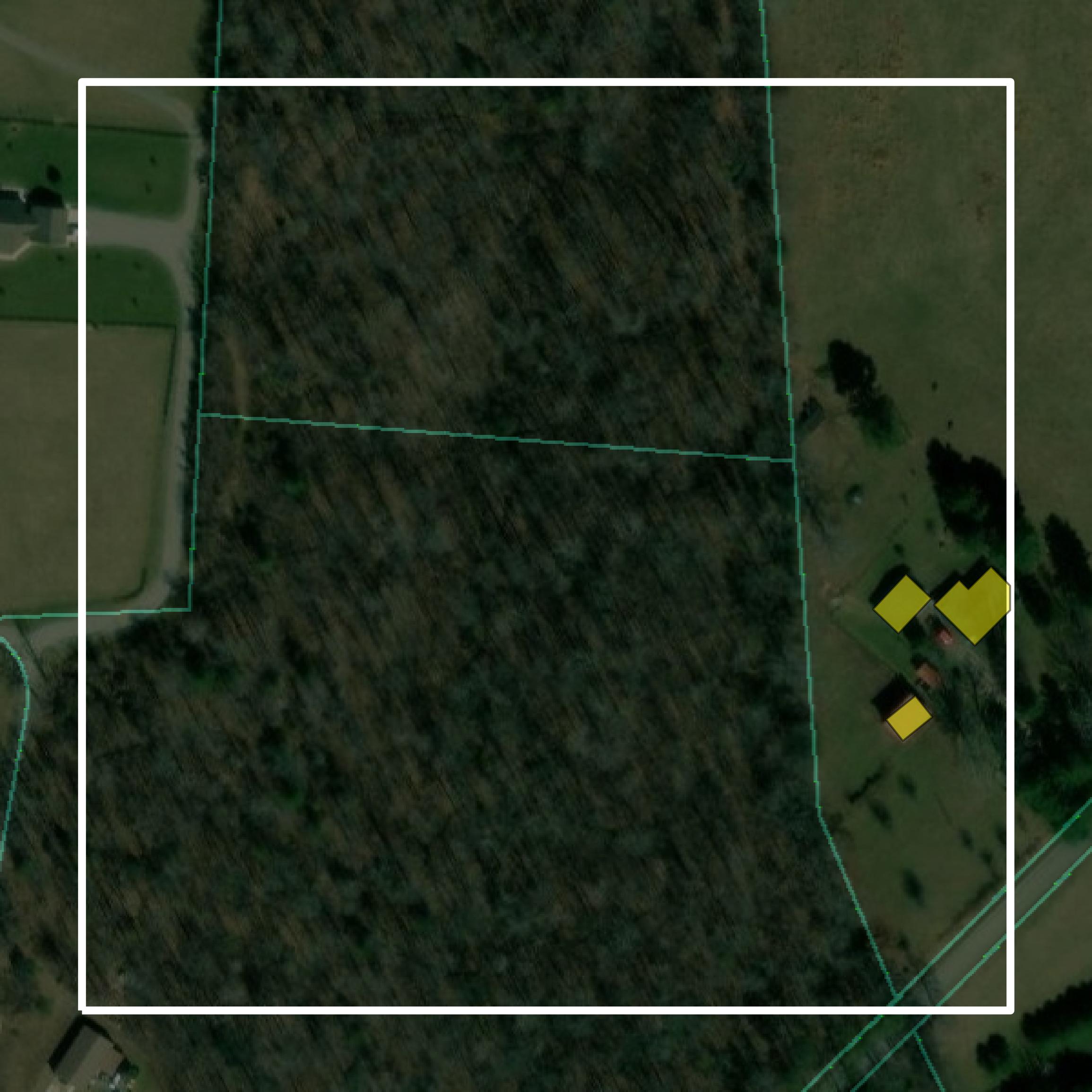 This image shows parcel and building data in Bledsoe County created using GIS data in Equator.