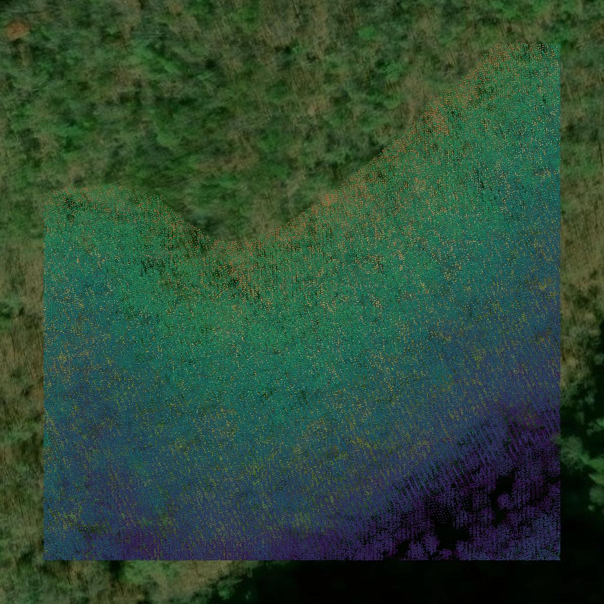 This image shows a LiDAR point cloud in Blount County created using GIS data in Equator.