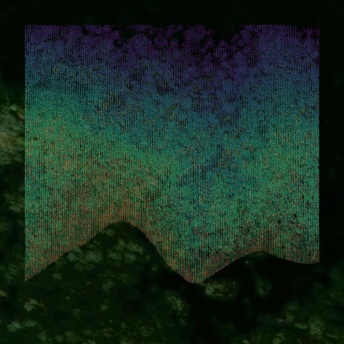 This image shows a LiDAR point cloud in Blount County created using GIS data in Equator.