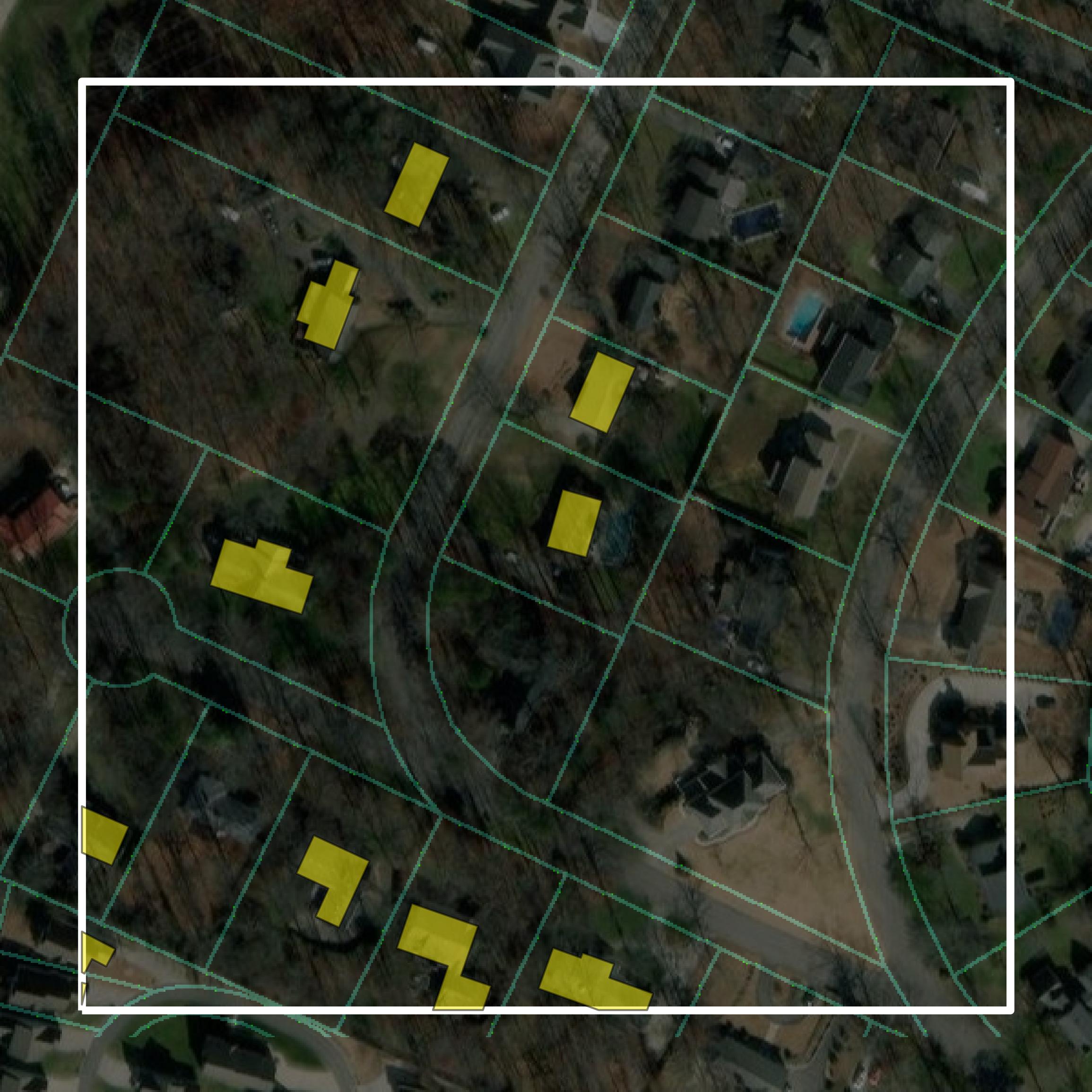 This image shows parcel and building data in Bradley County created using GIS data in Equator.