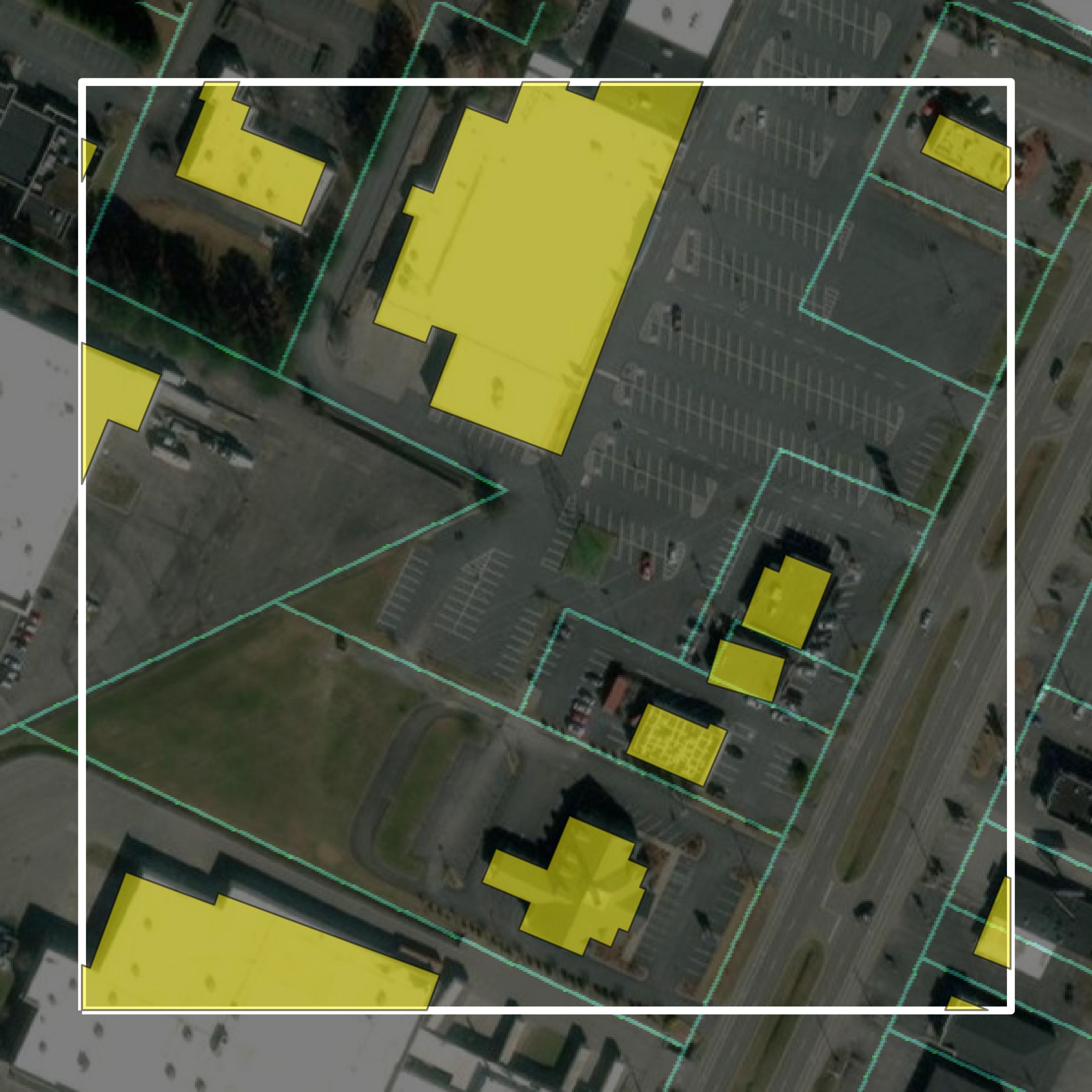 This image shows parcel and building data in Bradley County created using GIS data in Equator.