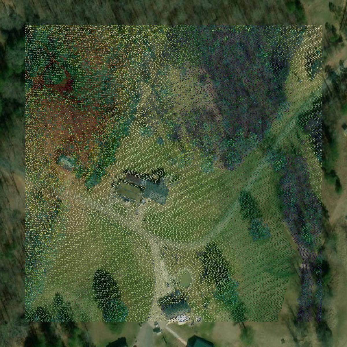 This image shows a LiDAR point cloud in Bradley County created using GIS data in Equator.