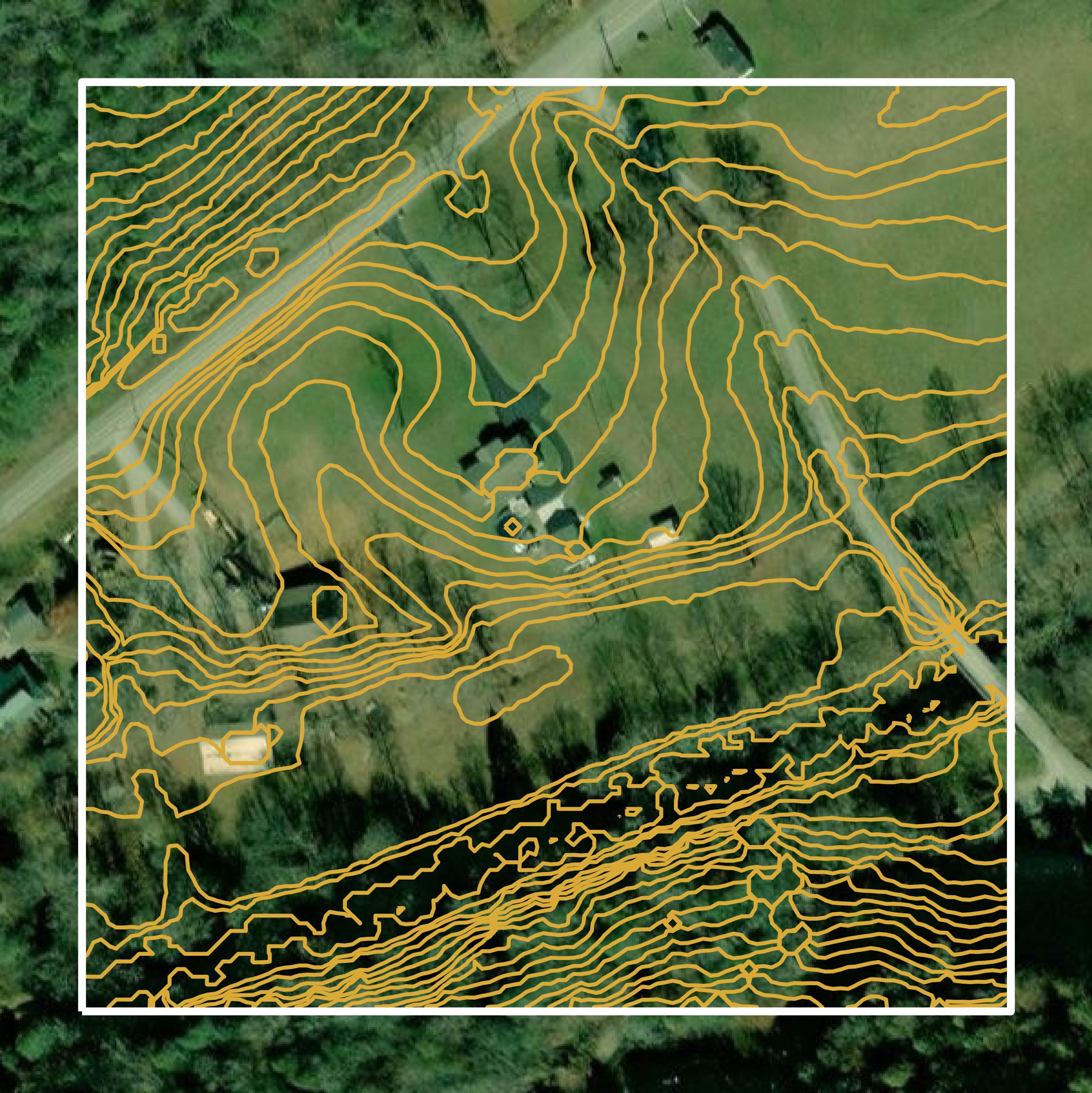 This image shows a contour map in Campbell County created using GIS data in Equator.
