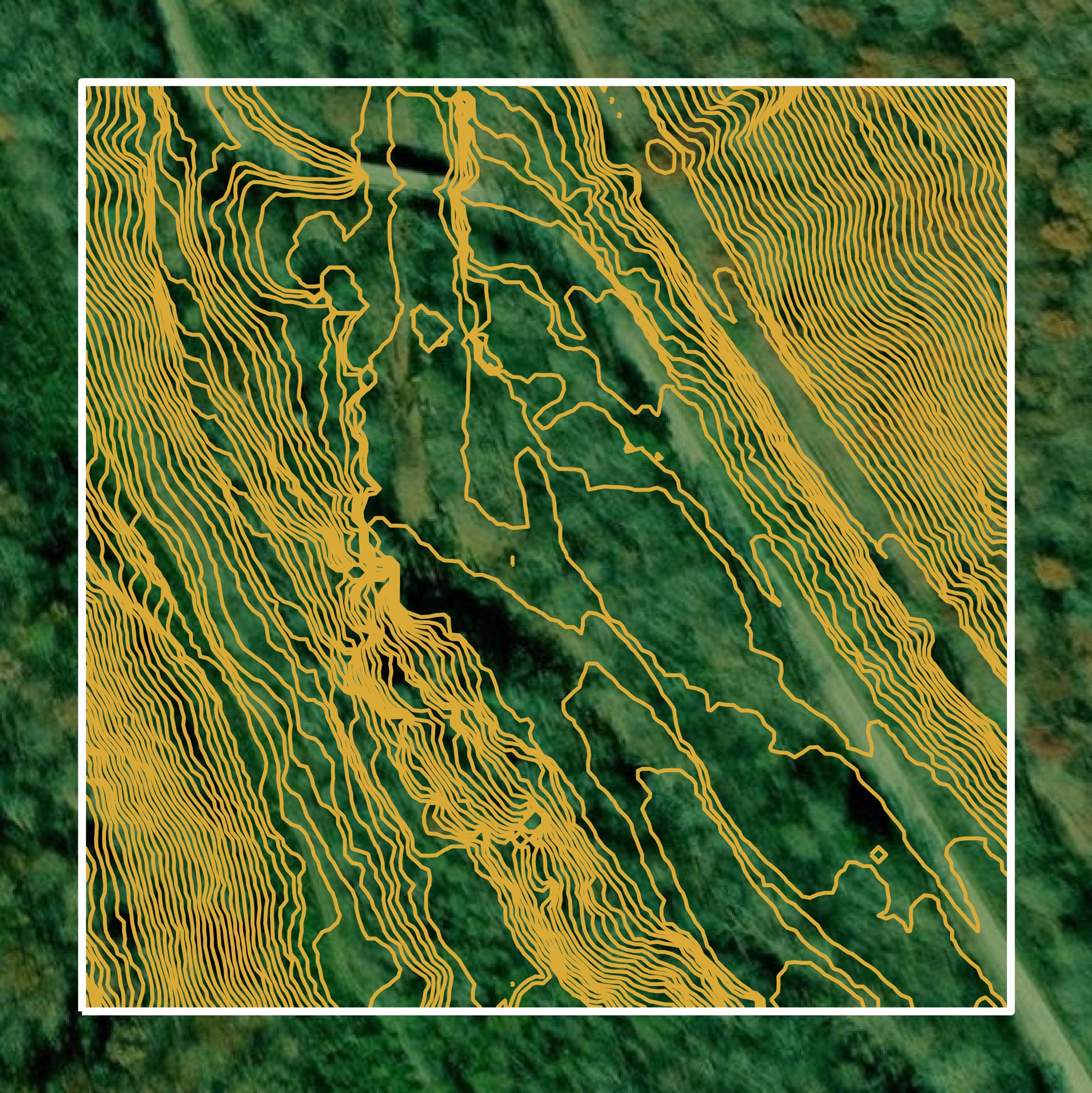 This image shows a contour map in Campbell County created using GIS data in Equator.