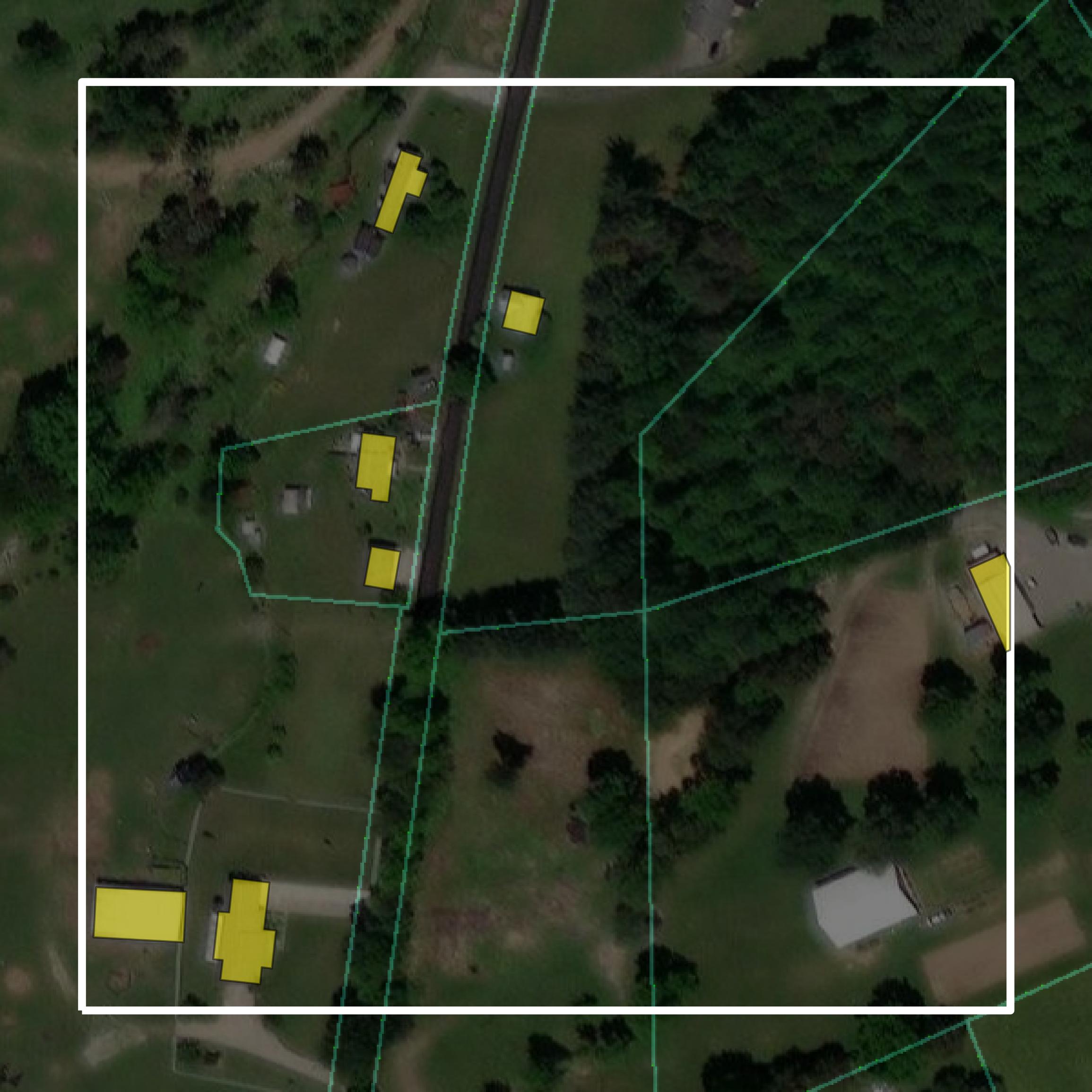 This image shows parcel and building data in Campbell County created using GIS data in Equator.