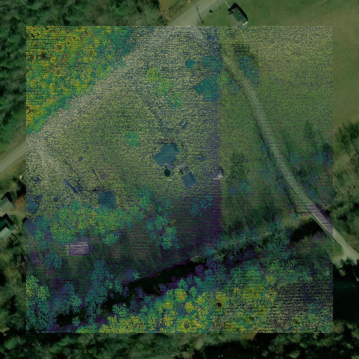 This image shows a LiDAR point cloud in Campbell County created using GIS data in Equator.