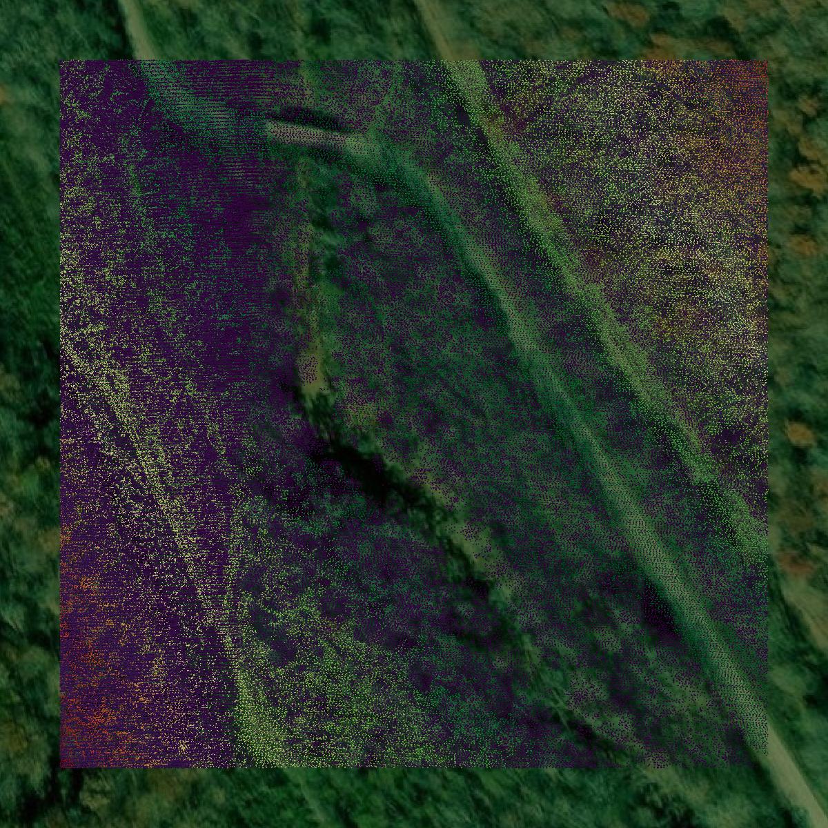 This image shows a LiDAR point cloud in Campbell County created using GIS data in Equator.