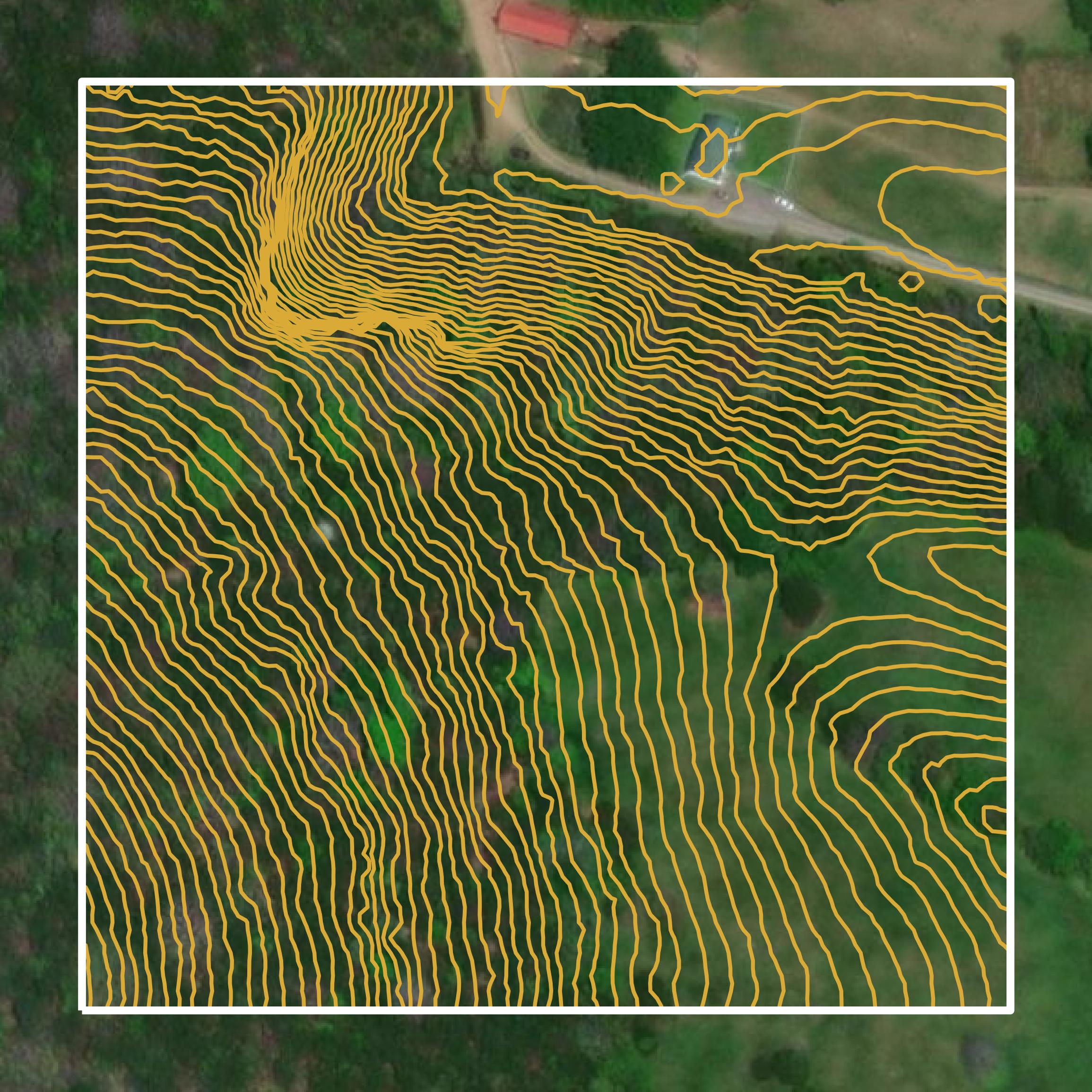 This image shows a contour map in Cannon County created using GIS data in Equator.