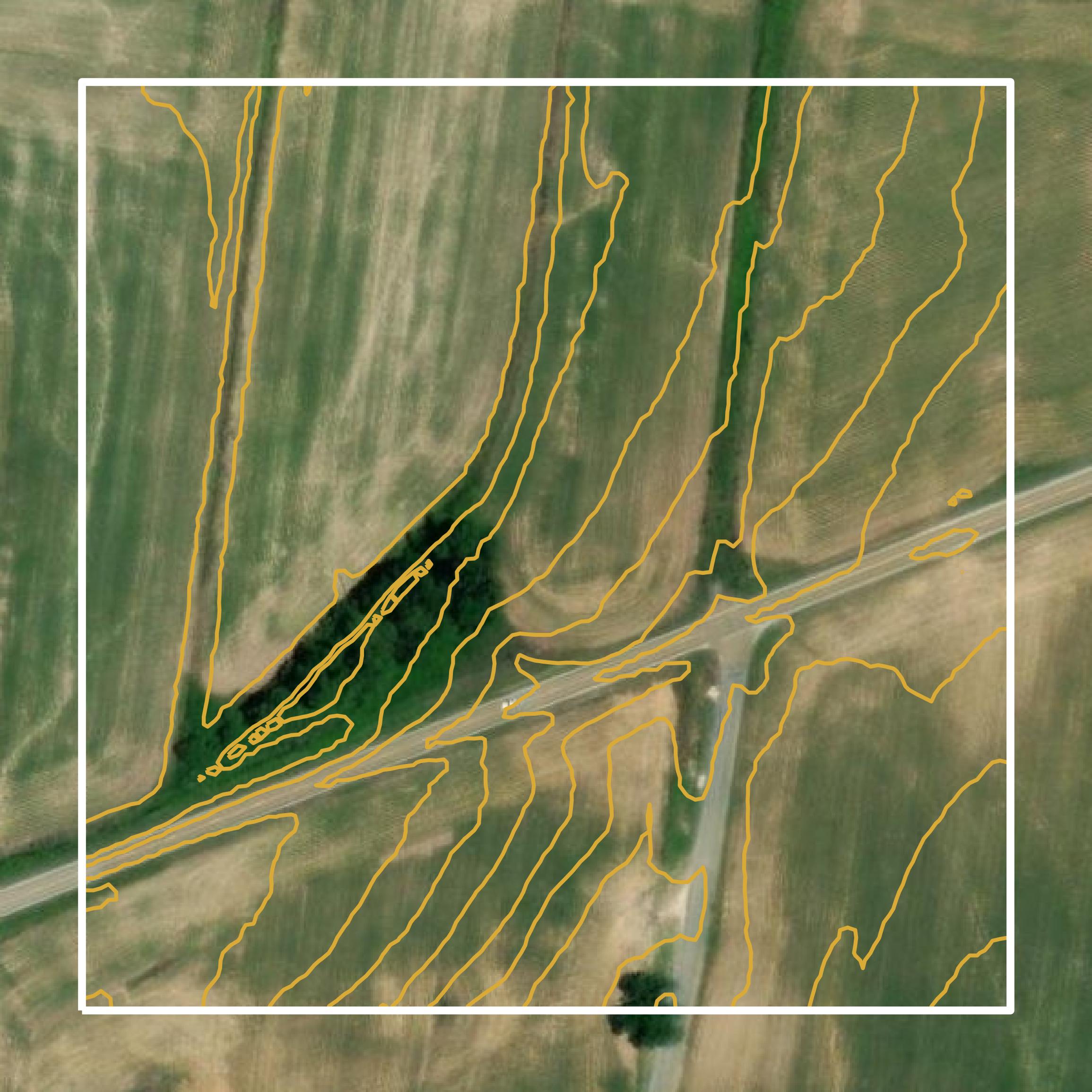 This image shows a contour map in Carroll County created using GIS data in Equator.