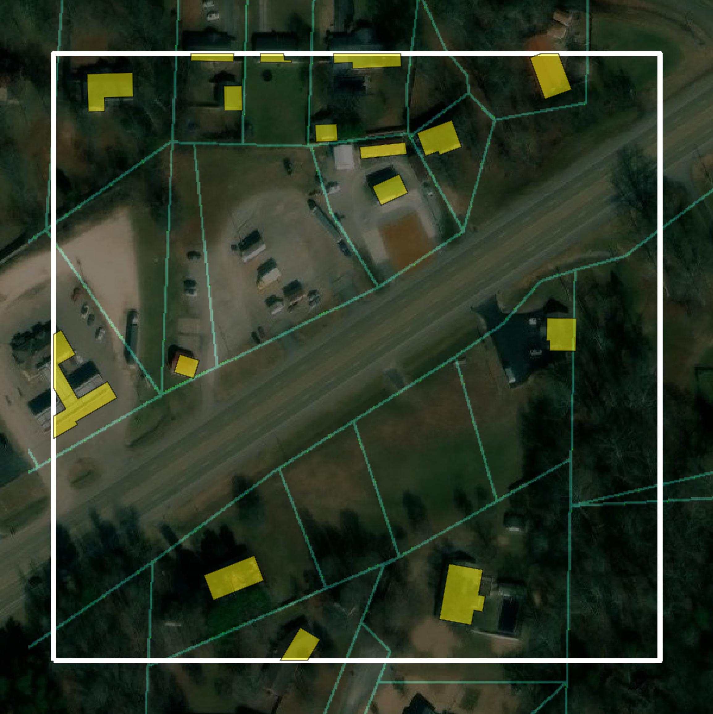 This image shows parcel and building data in Carroll County created using GIS data in Equator.
