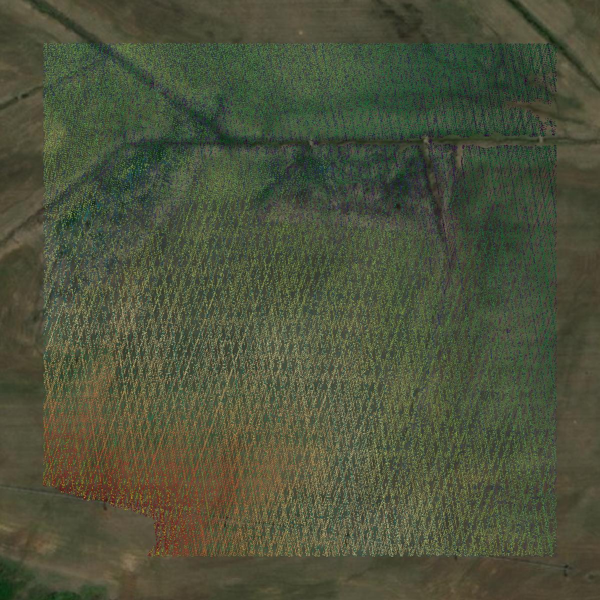 This image shows a LiDAR point cloud in Carroll County created using GIS data in Equator.