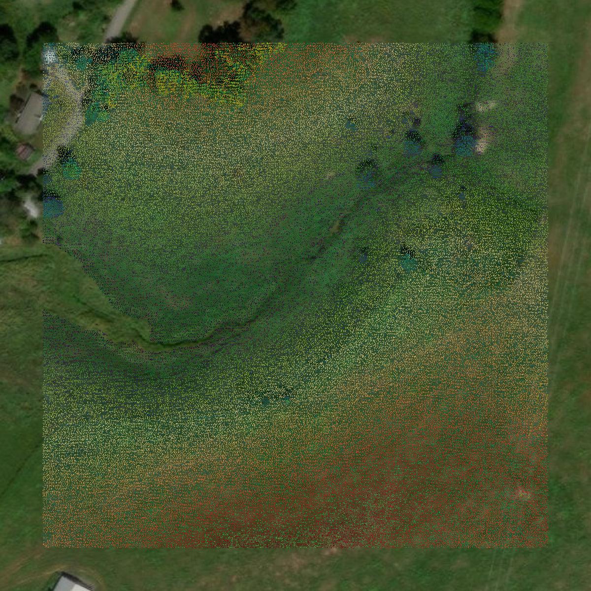 This image shows a LiDAR point cloud in Carter County created using GIS data in Equator.