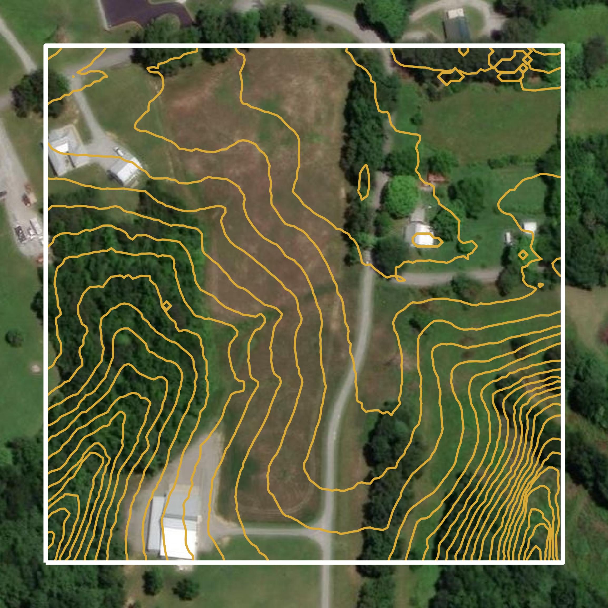 This image shows a contour map in Cheatham County created using GIS data in Equator.