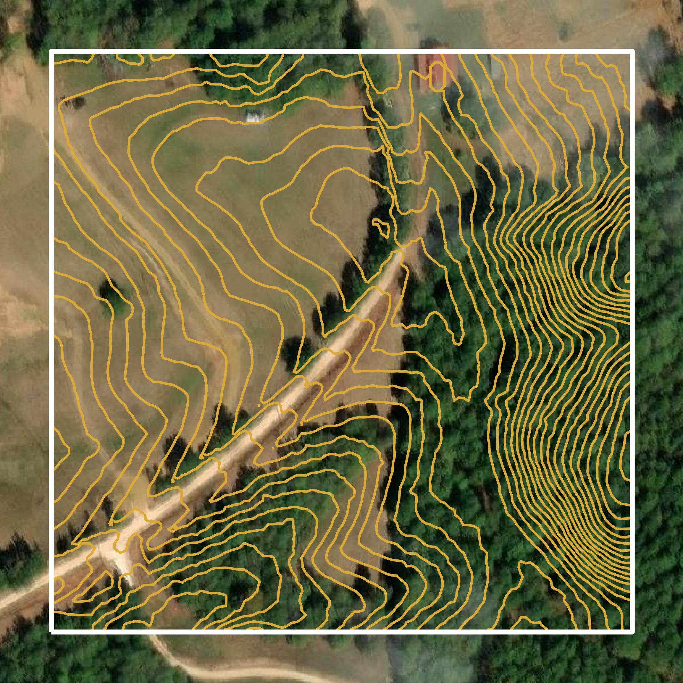 This image shows a contour map in Chester County created using GIS data in Equator.