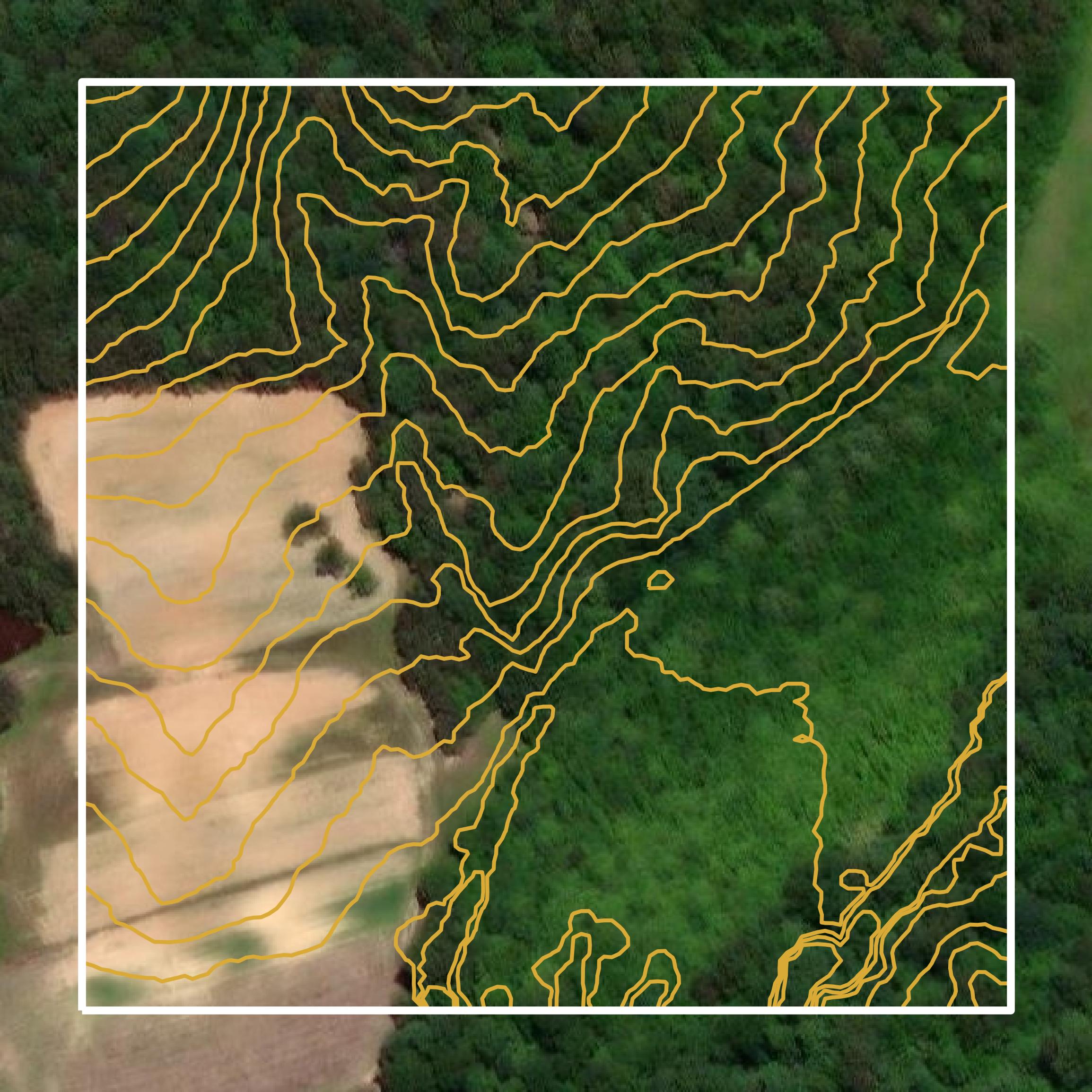 This image shows a contour map in Chester County created using GIS data in Equator.
