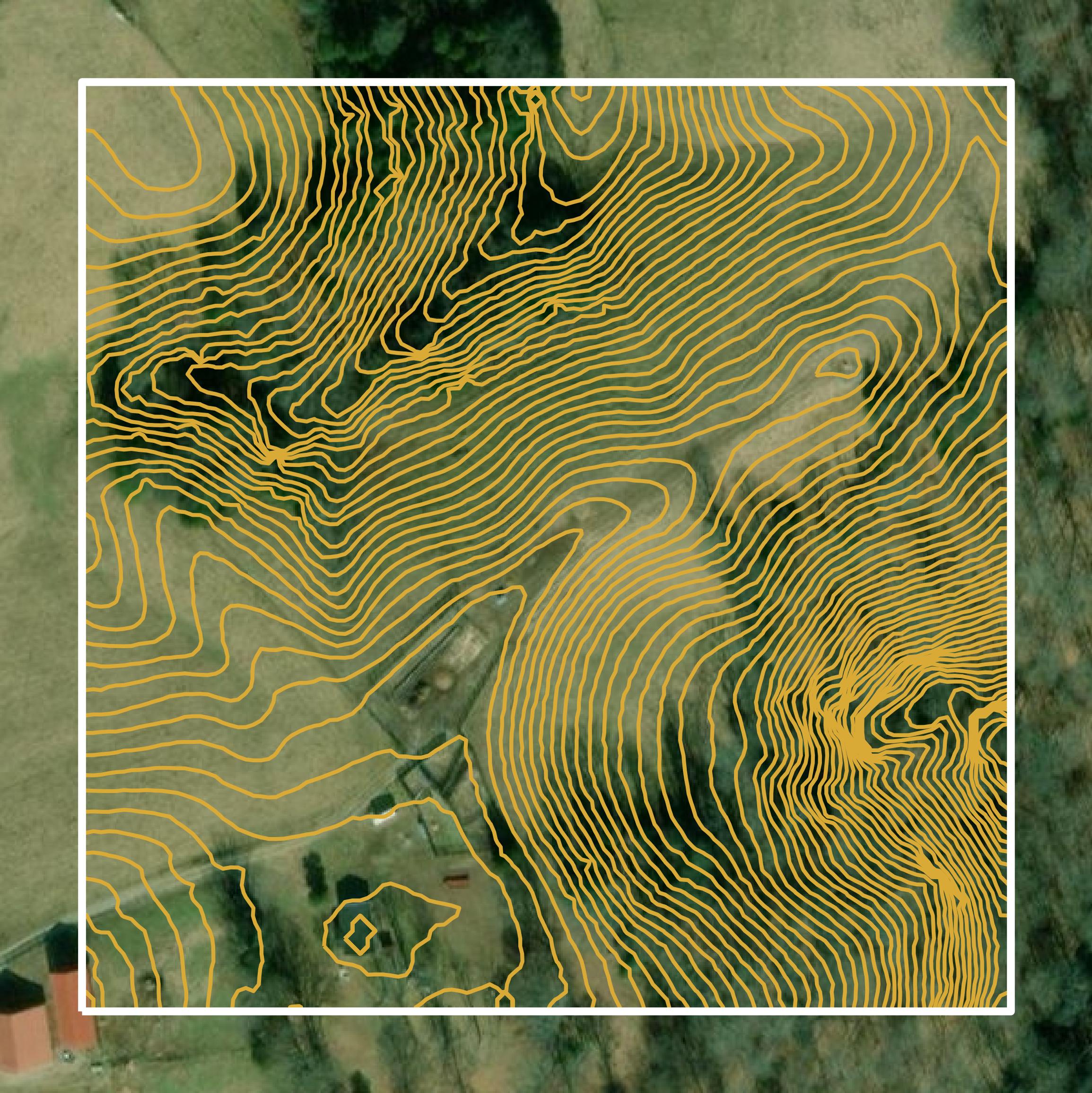 This image shows a contour map in Clay County created using GIS data in Equator.