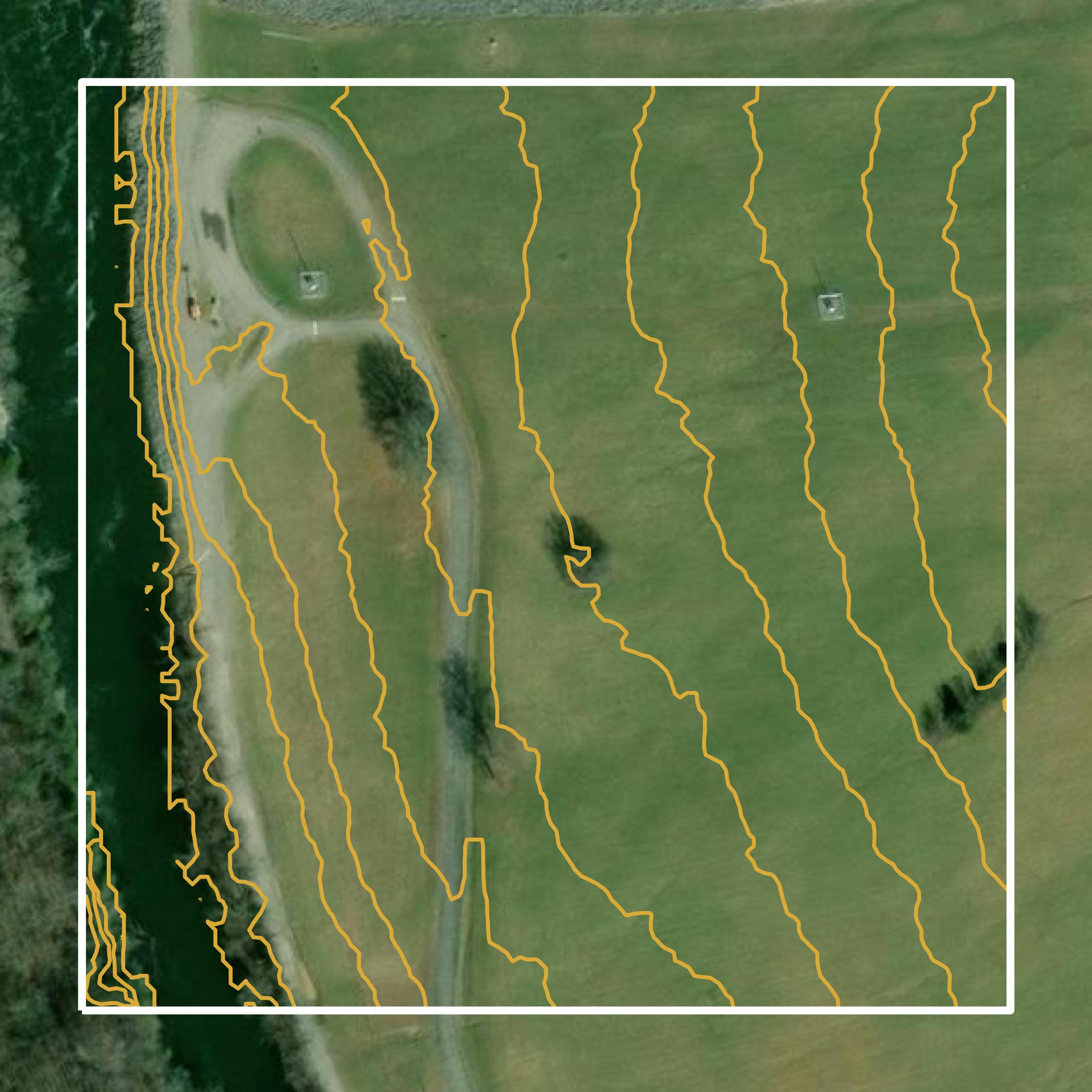 This image shows a contour map in Coffee County created using GIS data in Equator.