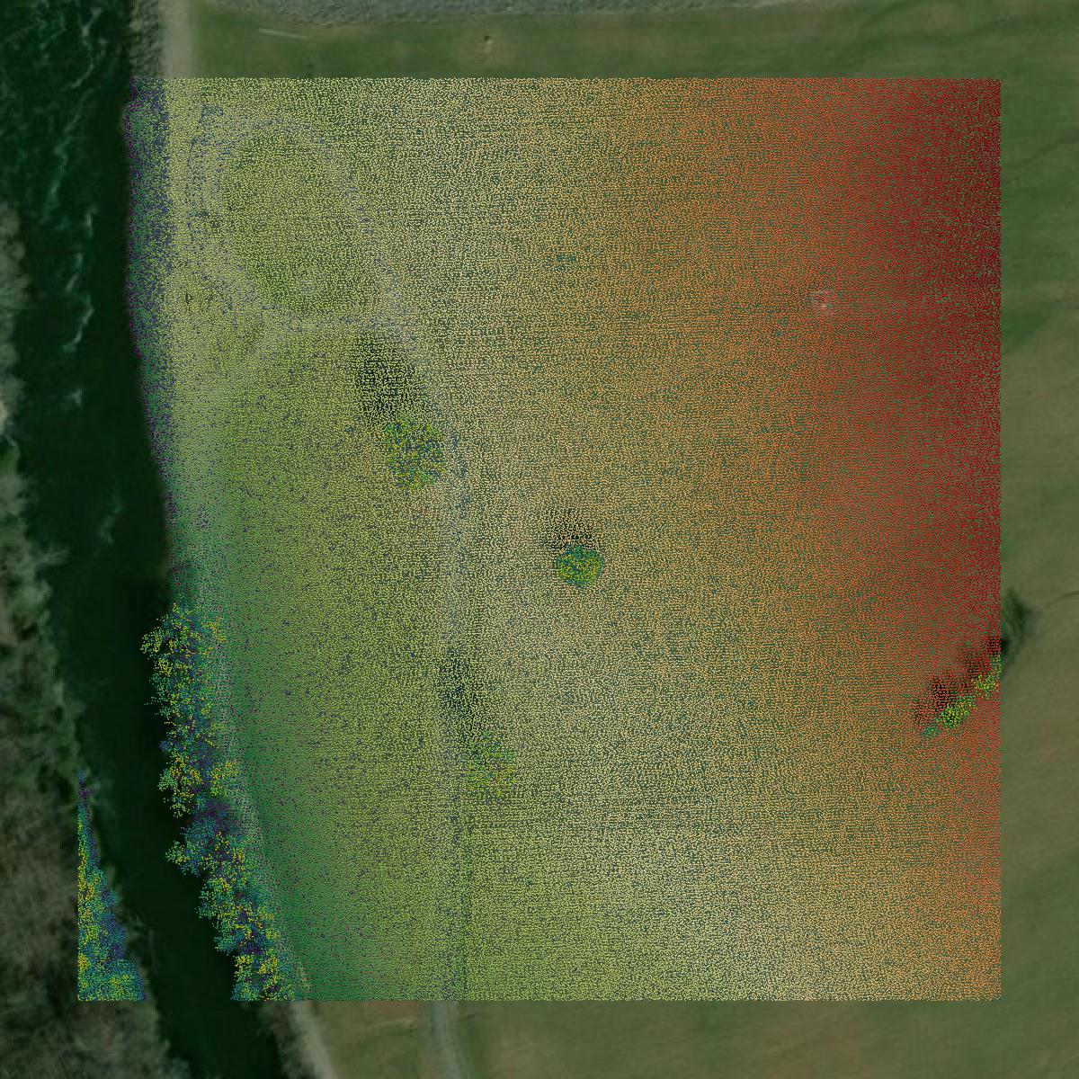 This image shows a LiDAR point cloud in Coffee County created using GIS data in Equator.