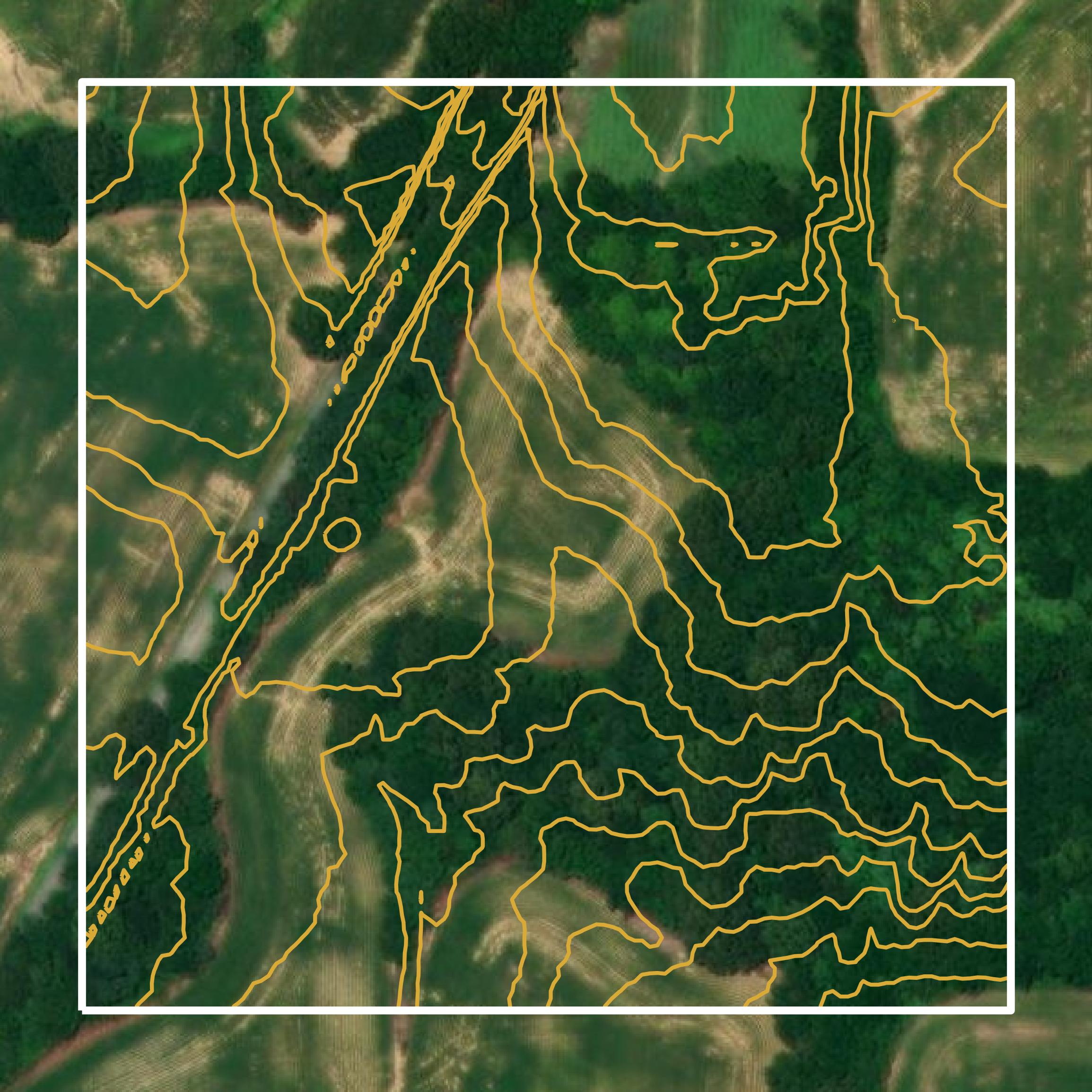 This image shows a contour map in Crockett County created using GIS data in Equator.