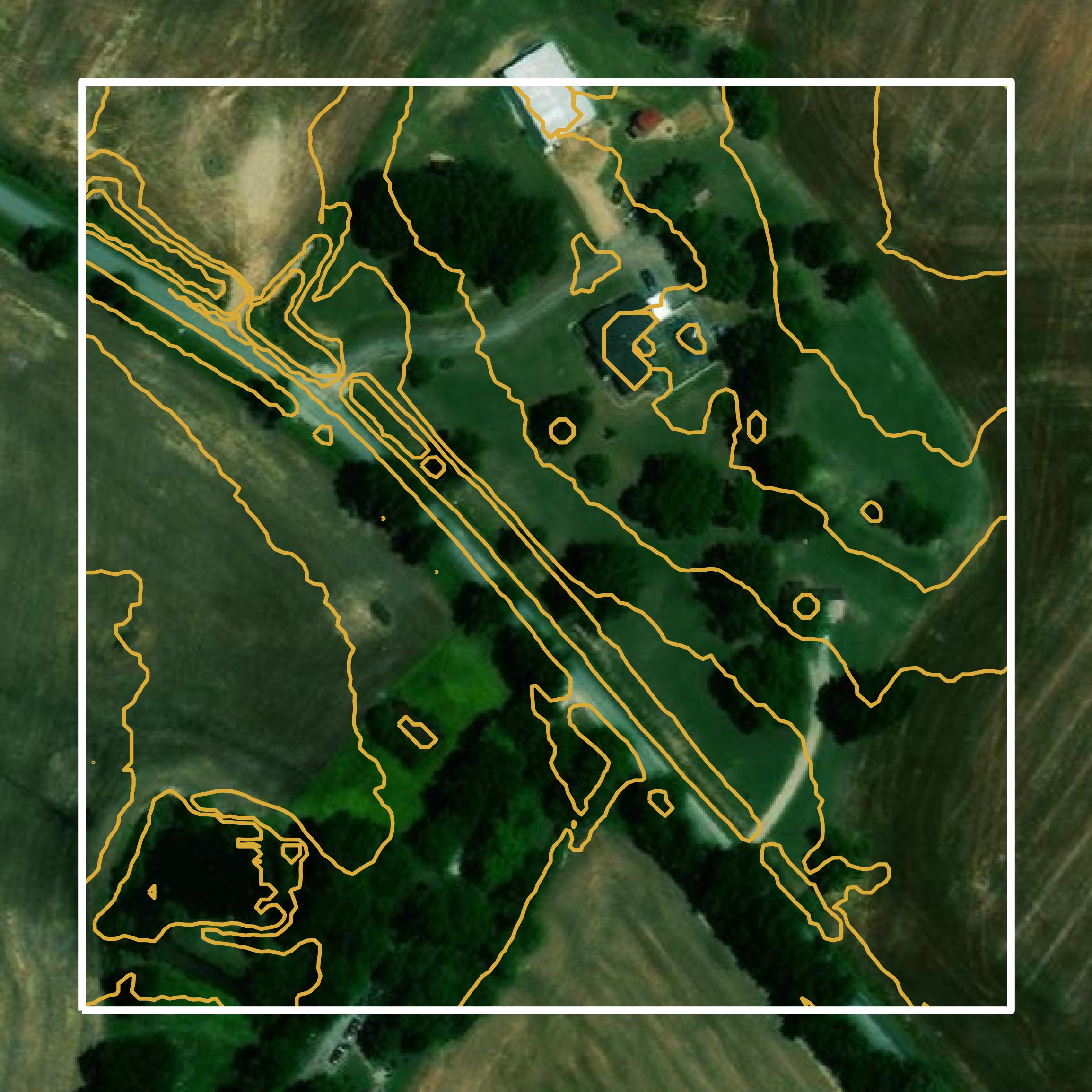 This image shows a contour map in Crockett County created using GIS data in Equator.