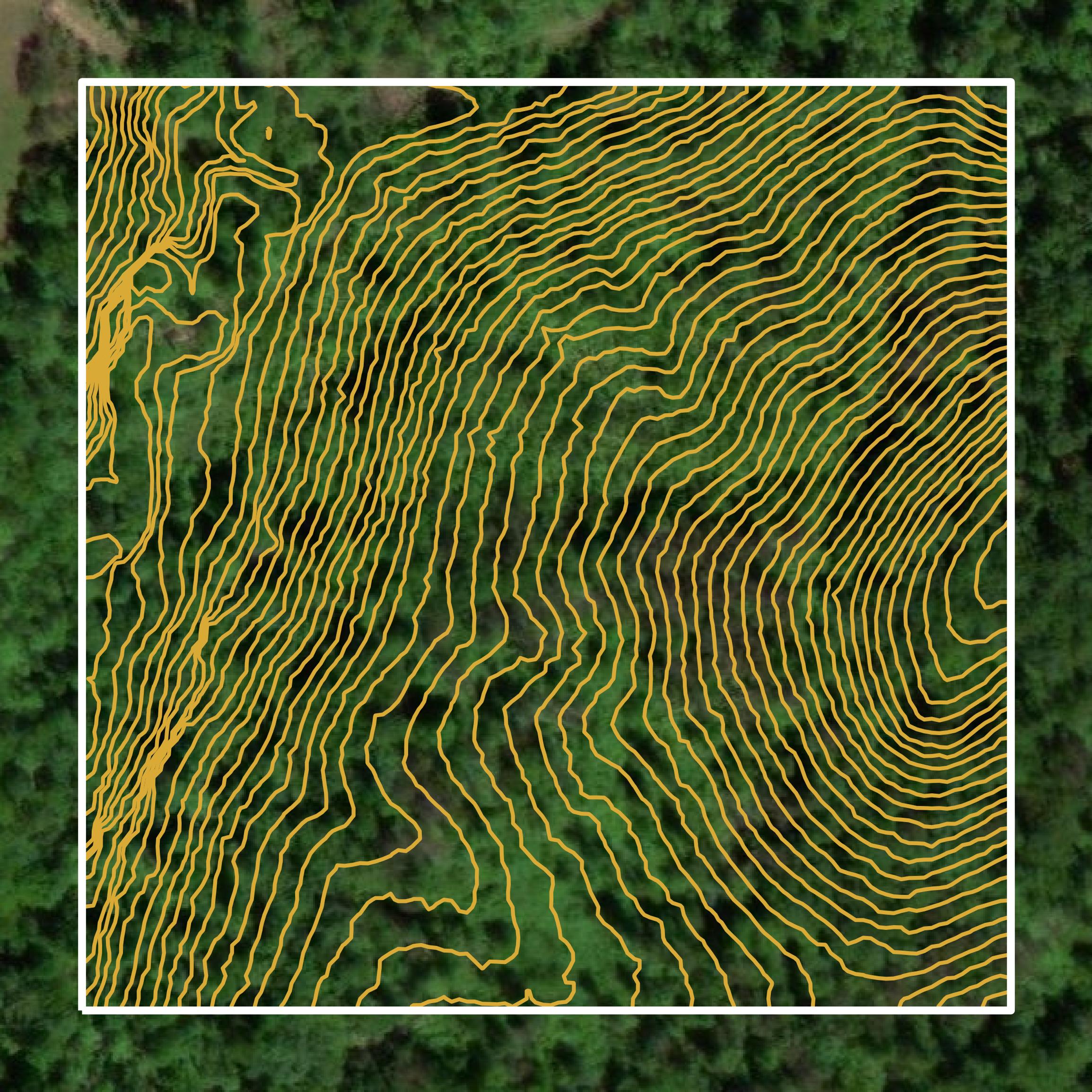 This image shows a contour map in Cumberland County created using GIS data in Equator.