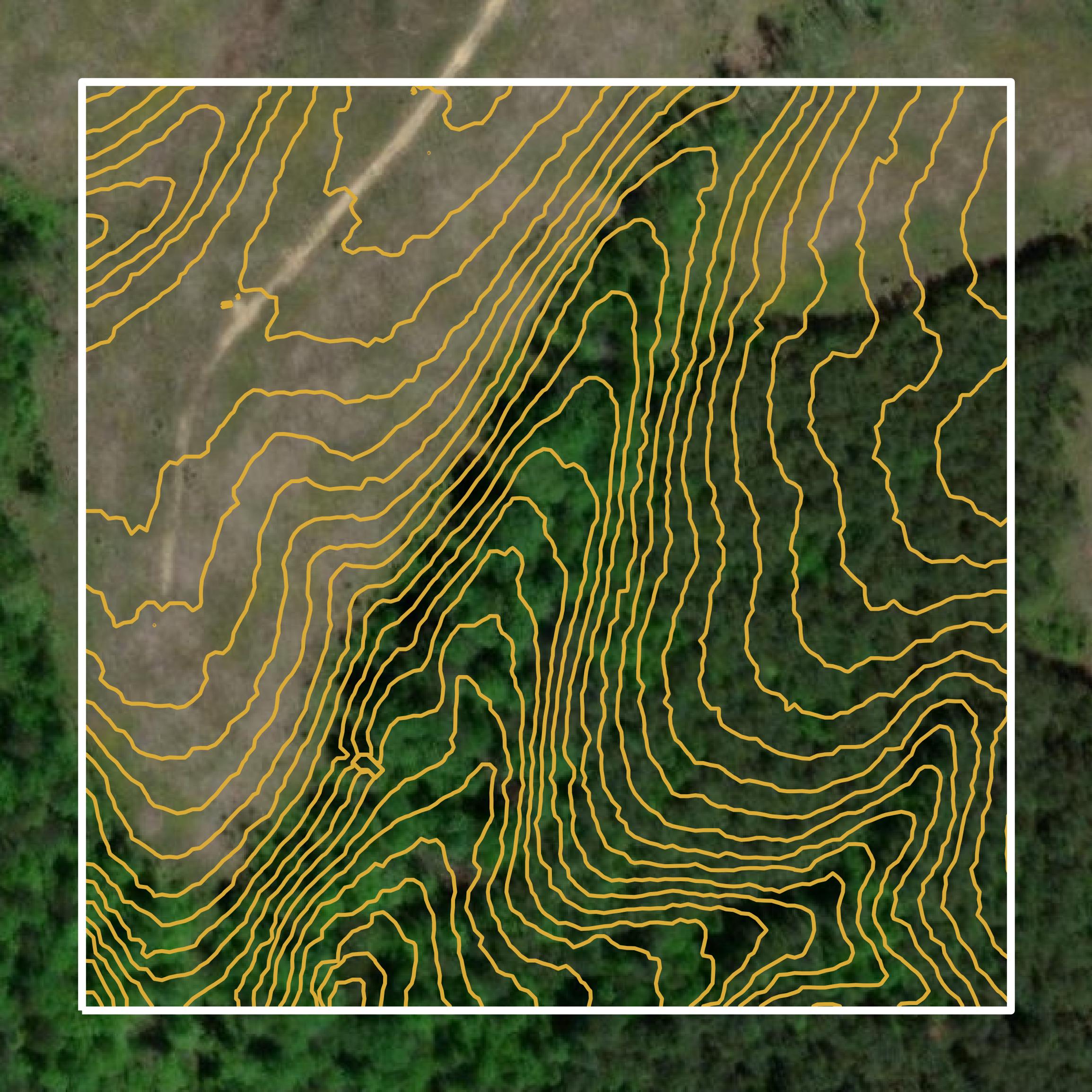 This image shows a contour map in Cumberland County created using GIS data in Equator.