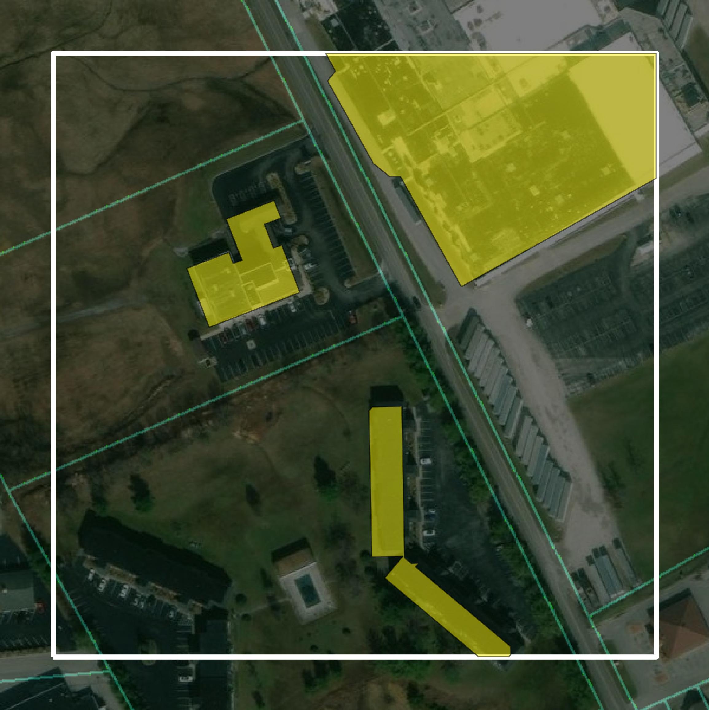 This image shows parcel and building data in Cumberland County created using GIS data in Equator.