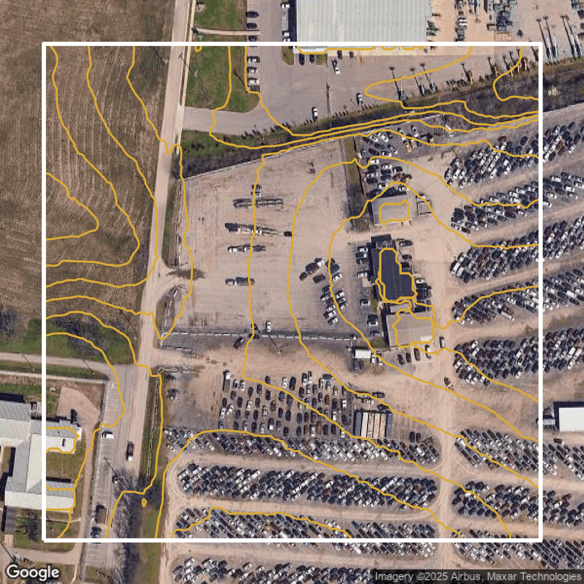 This image shows a contour map in Davidson County created using GIS data in Equator.